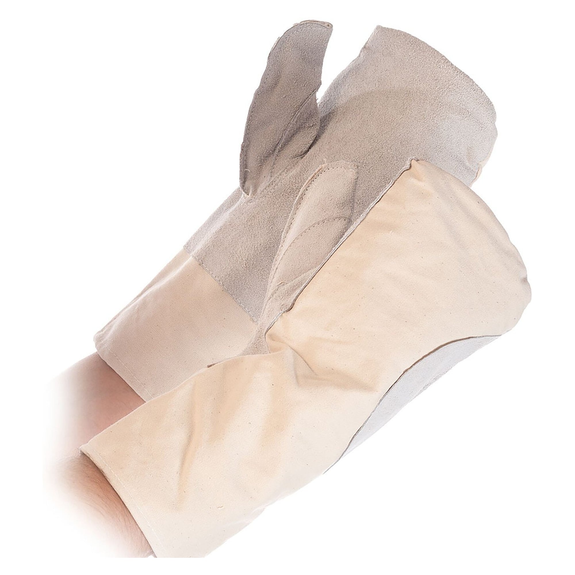 Backhandschuh OKTOBERFEST, Baumwolle mit Lederbesatz und Canvasstulpe, beige, 1 Paar - Franz Mensch 3310
