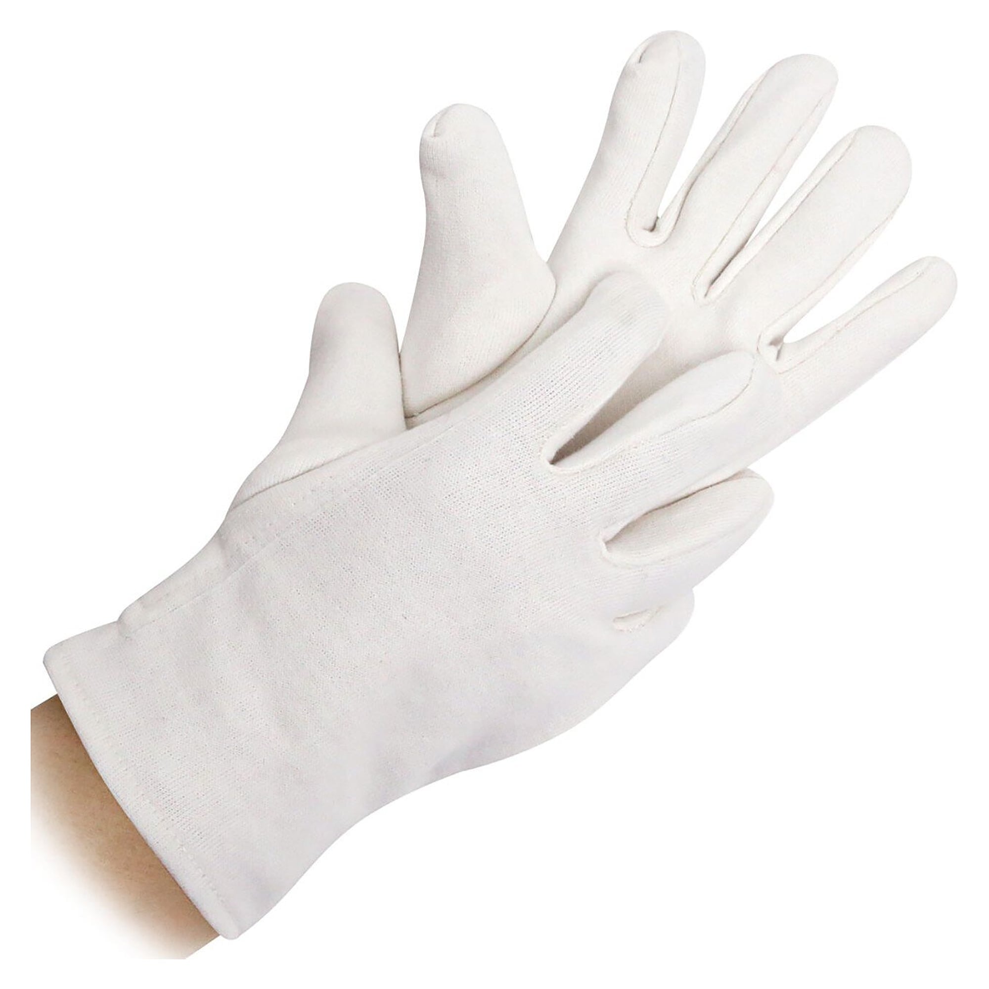 Gant coton Hygostar, paume doublée en jersey, 26 cm, blanc, 12 paires - Franz Mensch 331100