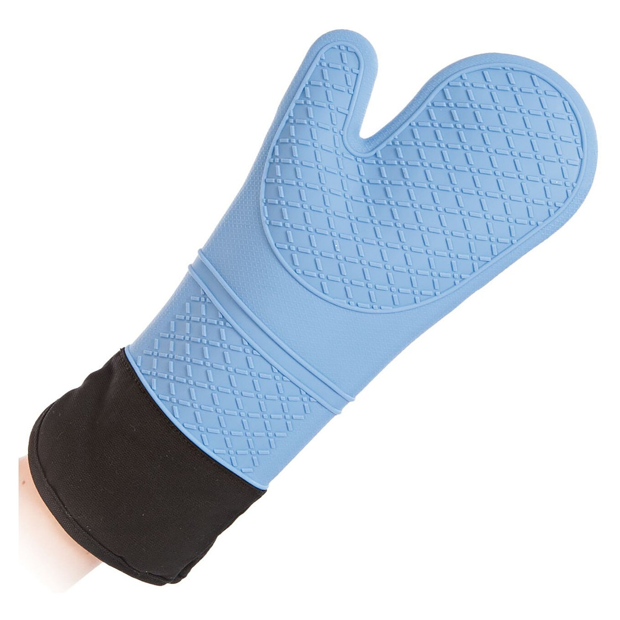 HEATTEC silicone oven glove, 40 cm, waterproof, cotton lining, ambidextrous, blue - Franz Mensch 33201