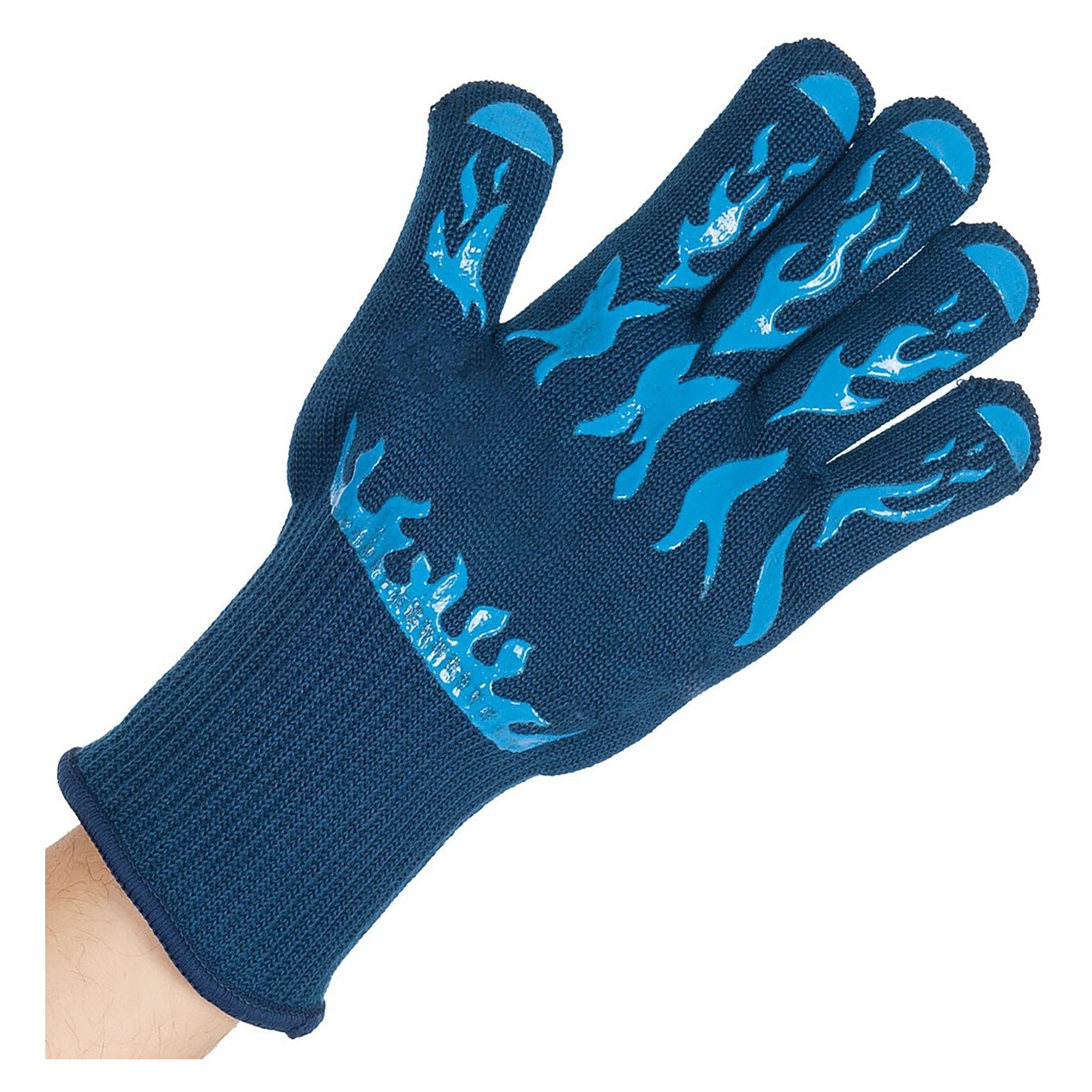 CUT HOT heat and cut protection glove up to 500 °C, food safe, anti-slip strips, blue - Franz Mensch 336400