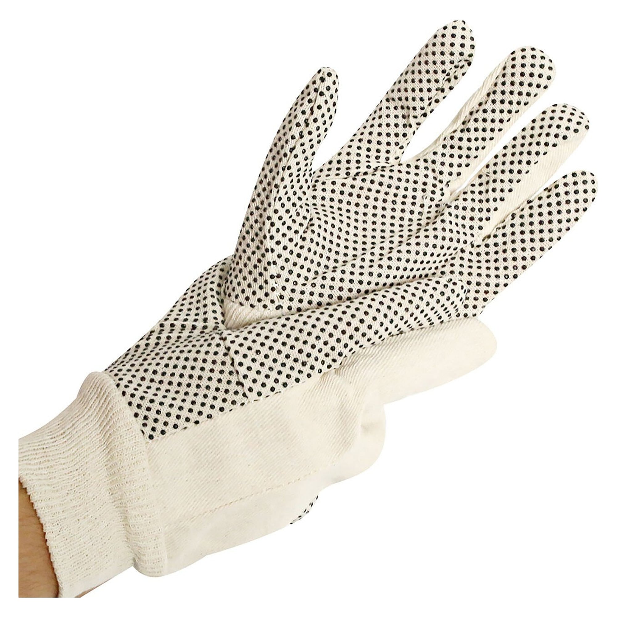 Hygostar Arbeitshandschuh DOTTY, Baumwolle mit PVC-Noppen und Strickbund, beige, Größe XL - Franz Mensch 33853