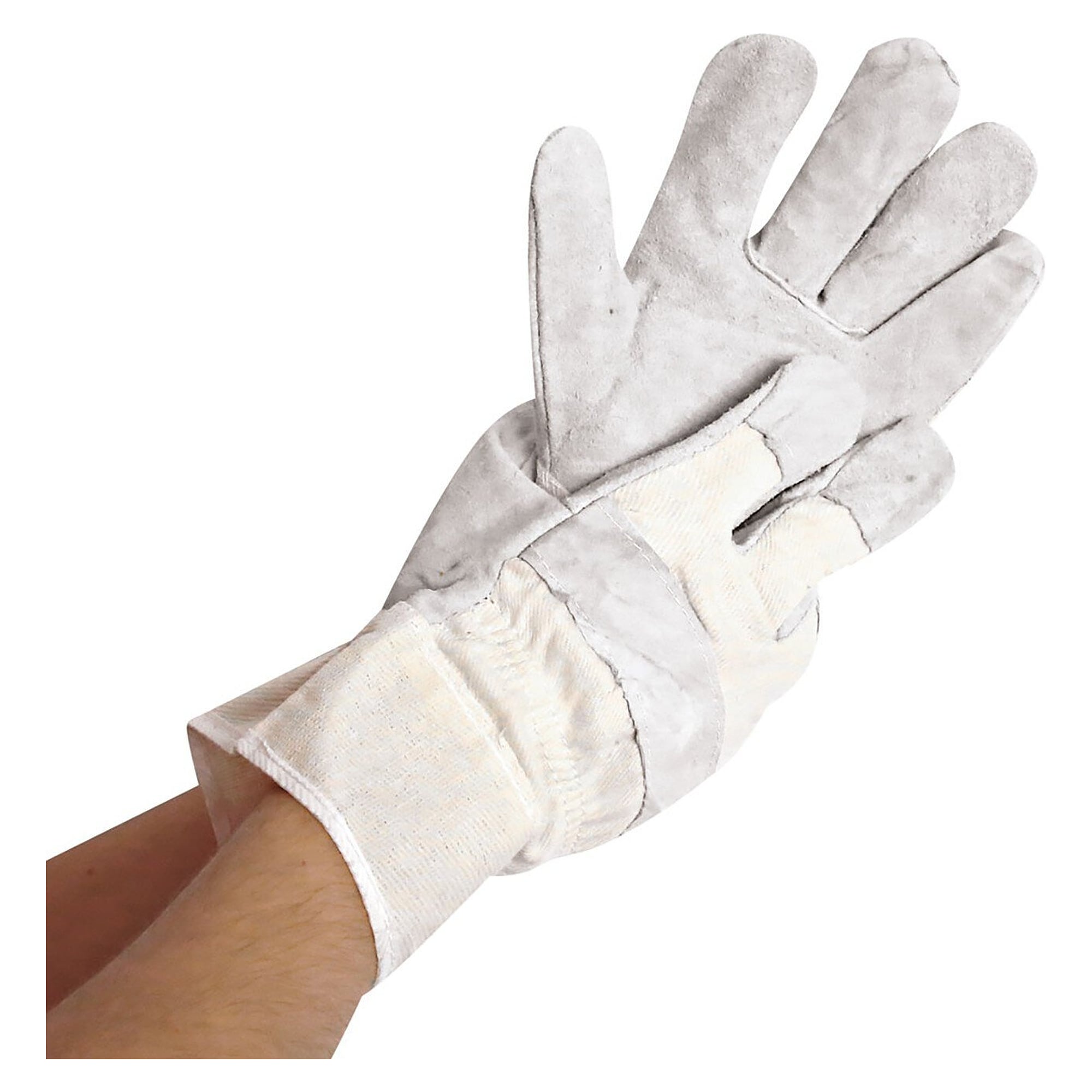 WORK cow split leather work glove with canvas back and safety cuff, natural, size XXL - Franz Mensch 33953