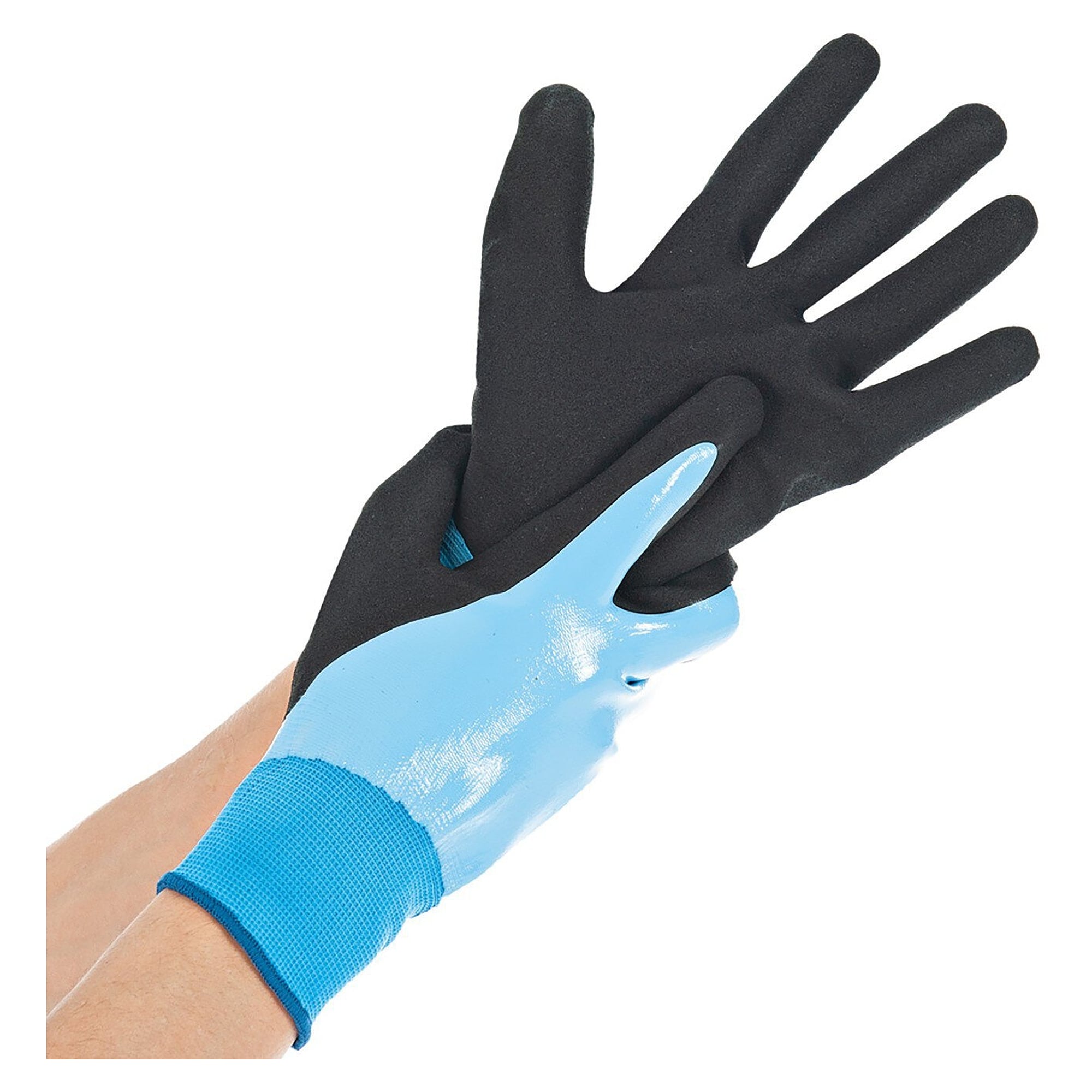 Hygostar ALLFOOD NITRIL fine knit glove with 4/4 full nitrile coating, light blue, size M/8 - Franz Mensch 339853