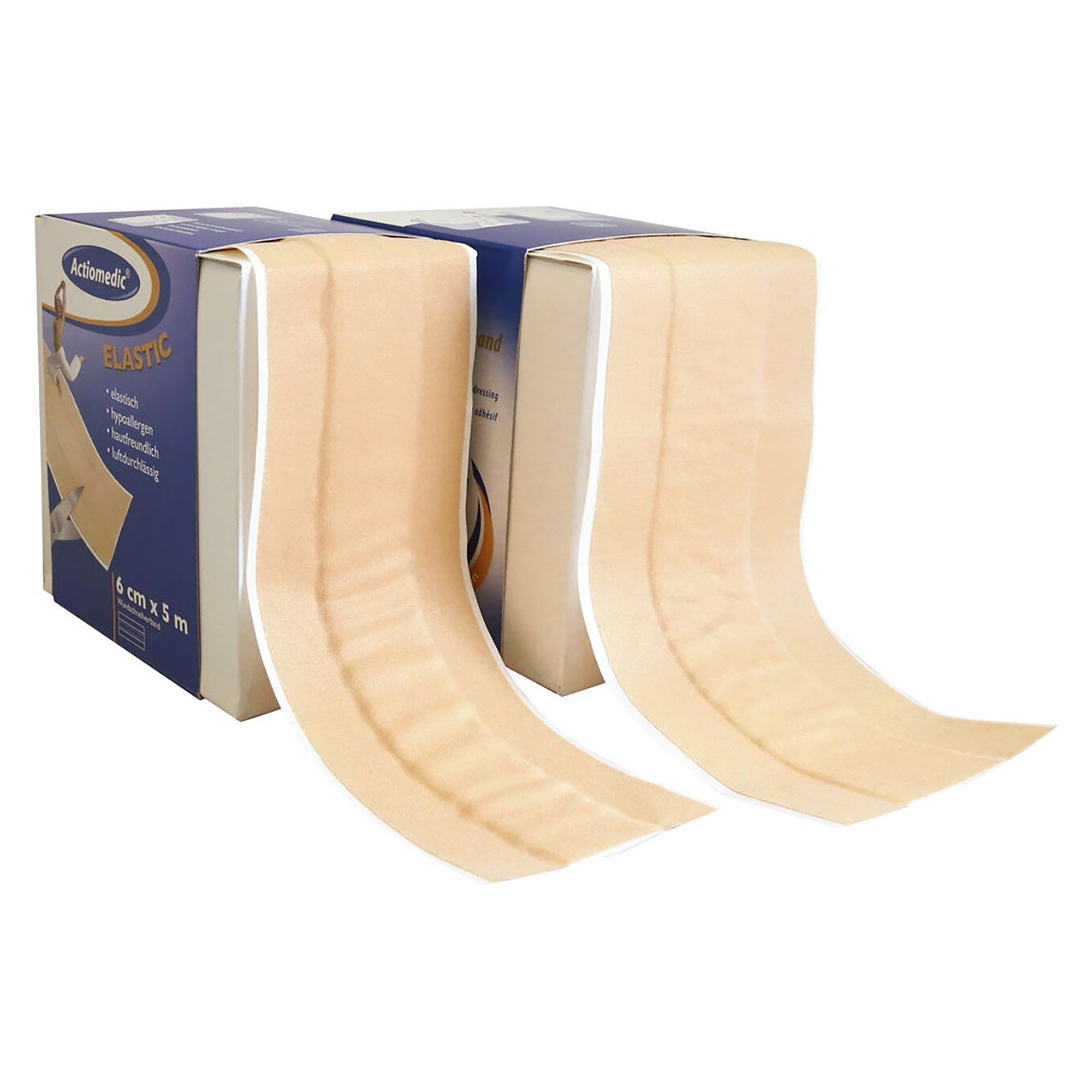 Wundschnellverband ELASTIC 6 cm x 5 m, elastisches Textilgewebe, hautfarben, im Spenderkarton - Franz Mensch 50023