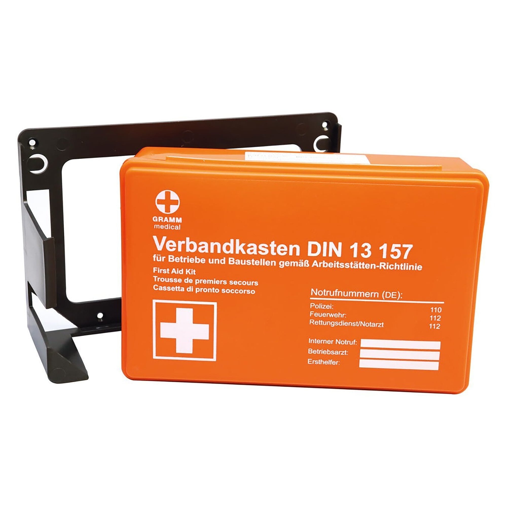 Verbandkasten REGULAR nach DIN 13157, ABS-Kunststoff, orange, inklusive Wandhalterung - Franz Mensch 50035