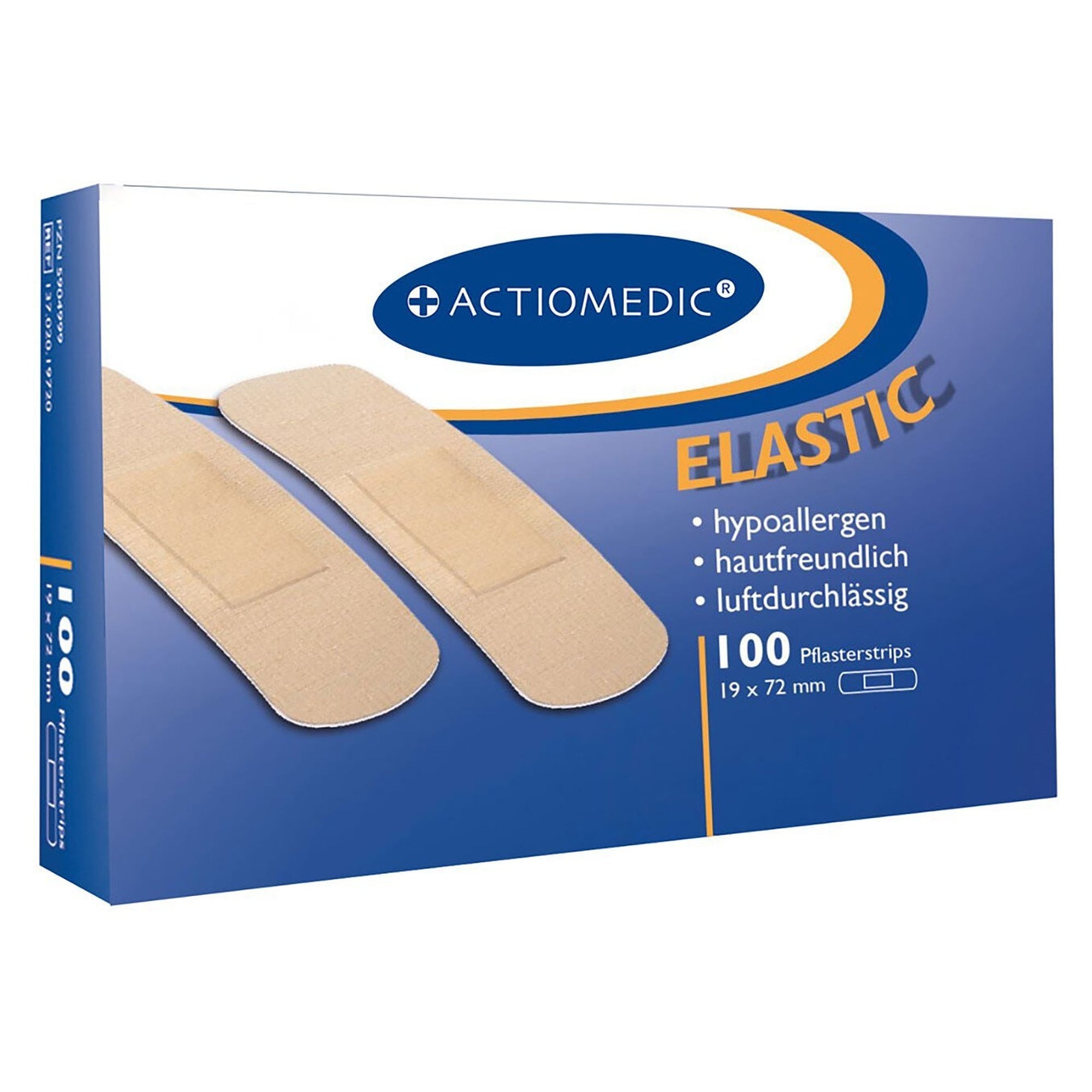 Plaster strips Elastic 19 x 72 mm, elastic fabric, skin-coloured, individually sealed, 100 pcs - Franz Mensch 50071