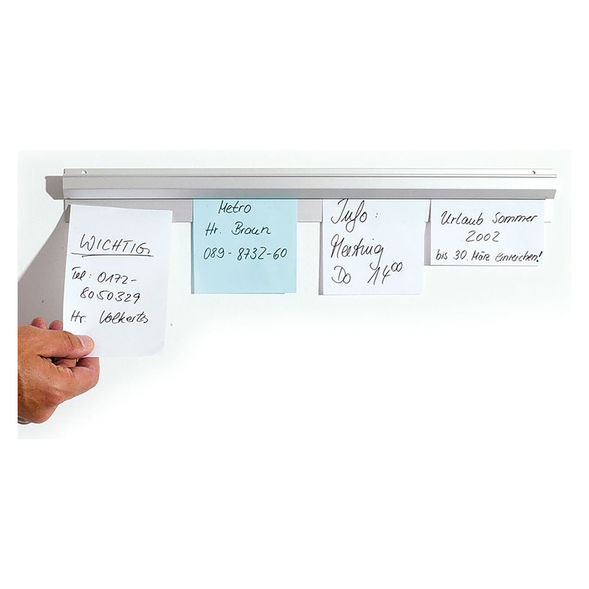 Catchball paper rail Infobord PowerGrip 100 cm, aluminium, for heavy and glossy paper, white - Franz Mensch 632118