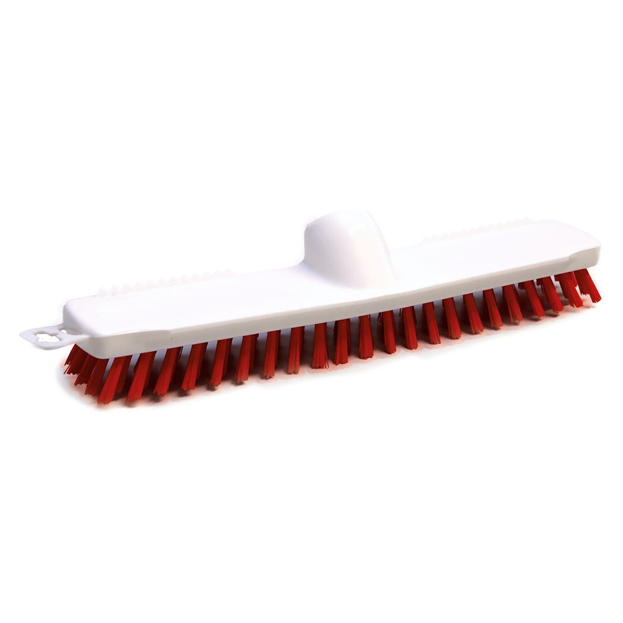 Hygiene-Schrubber 28 cm mit harten PBT-Borsten 0,5 mm, Wasserschieber- und Zackenkante, rot - Franz Mensch 70005