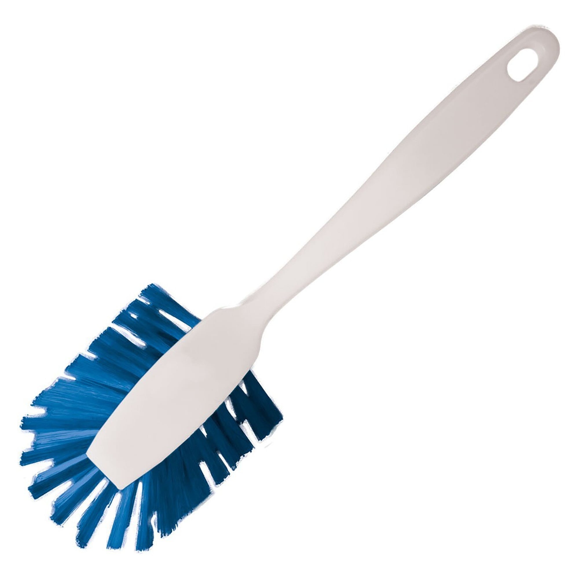 Hygiene-Spülbürste mit Stiel, halbrunder Kopf, mittelharte PBT-Fasern 0,35 mm, blau - Franz Mensch 700606
