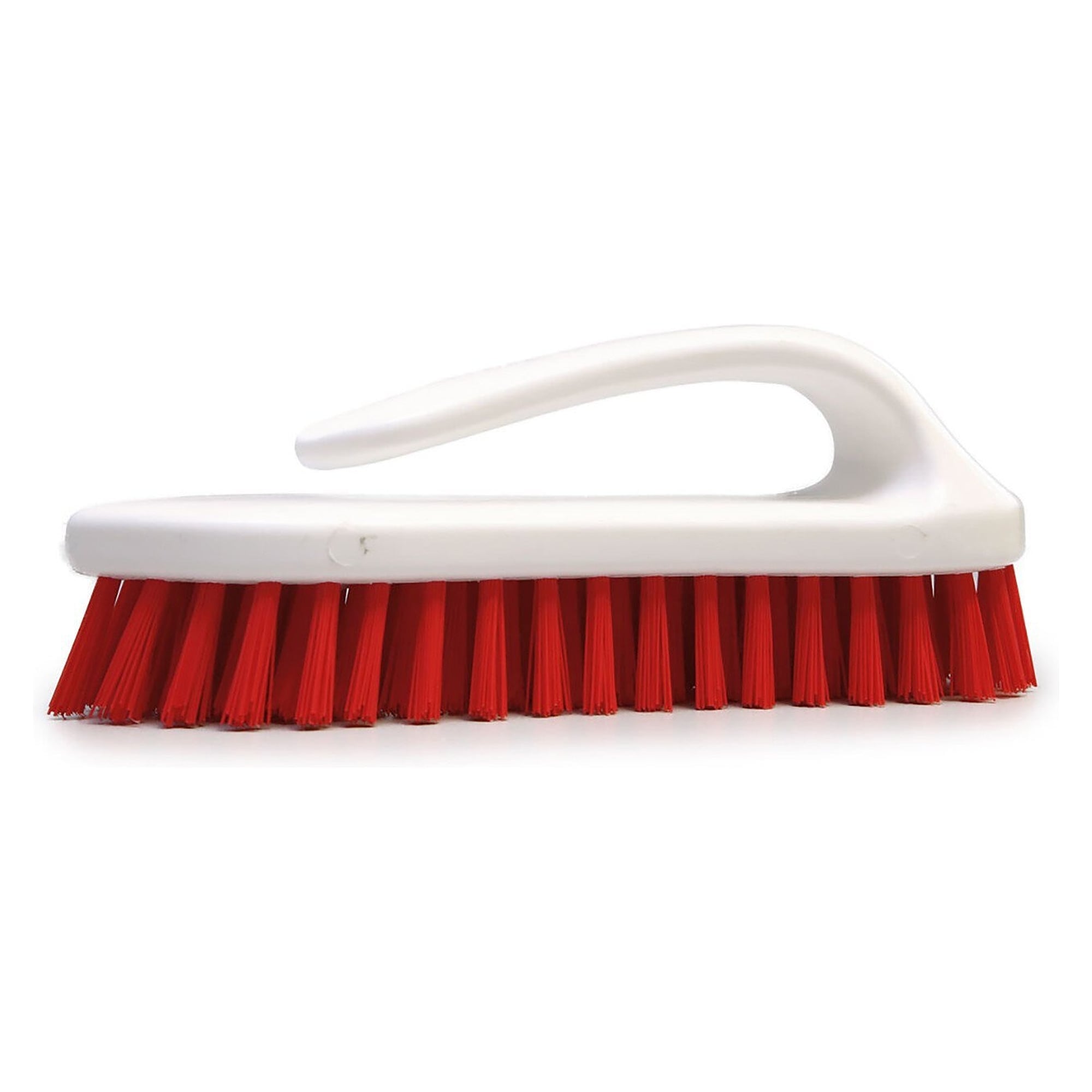 Hygiene-Waschbürste mit Handschutzbügel, harte Fasern 0,5 mm für grobe Reinigung, rot - Franz Mensch 700686