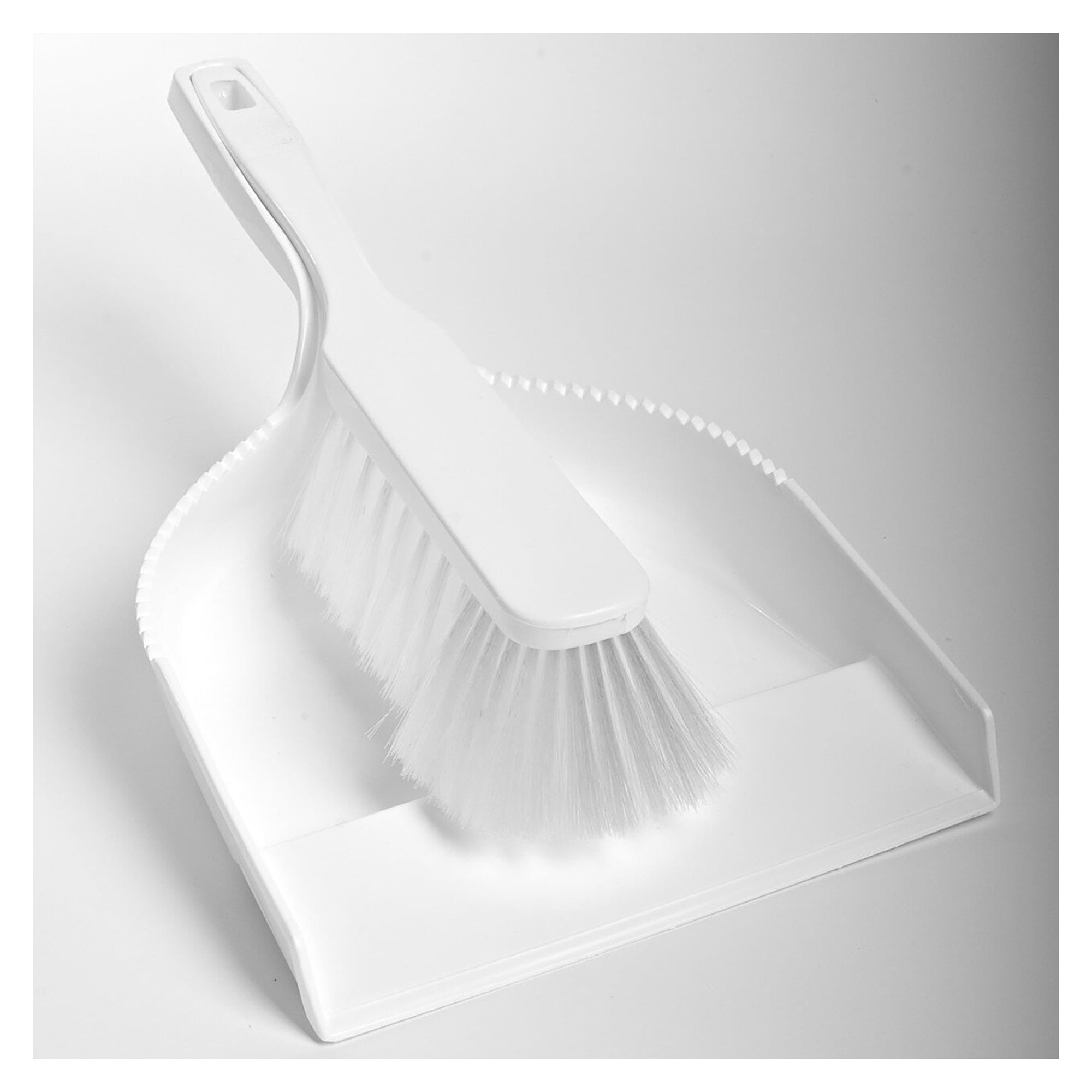 Hygiene-Kehrgarnitur 35,5 x 20 cm, Handfeger mit weichen PBT-Fasern 0,25 mm, transparent/weiß - Franz Mensch 70082