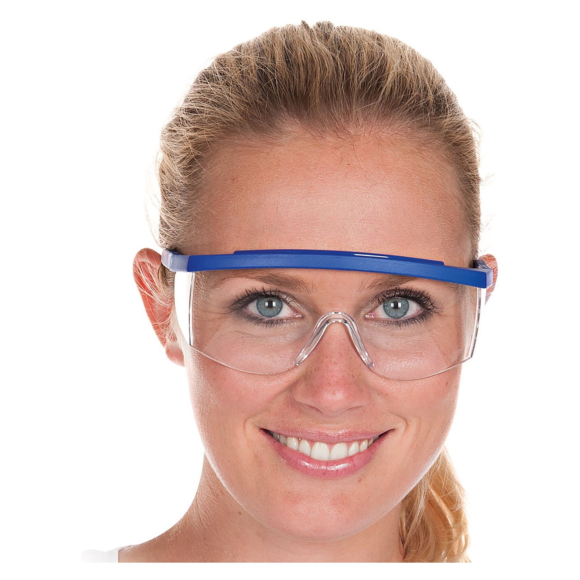 Hygostar Fit Plus all-purpose safety glasses, blue, length and height adjustable temples, side shields - Franz Mensch 85105
