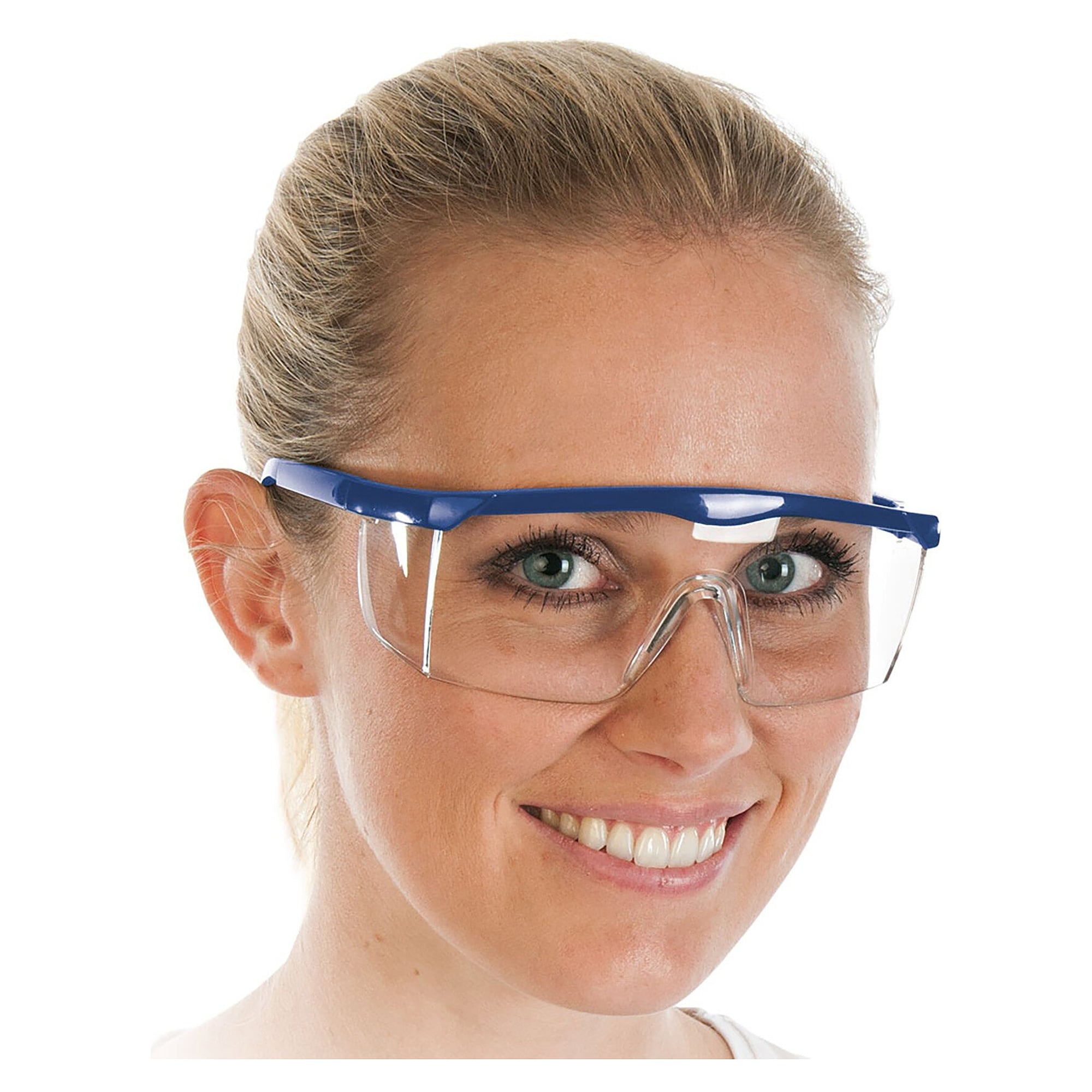 Hygostar Fit all-purpose safety glasses, blue, length adjustable temples, scratch-resistant - Franz Mensch 85106