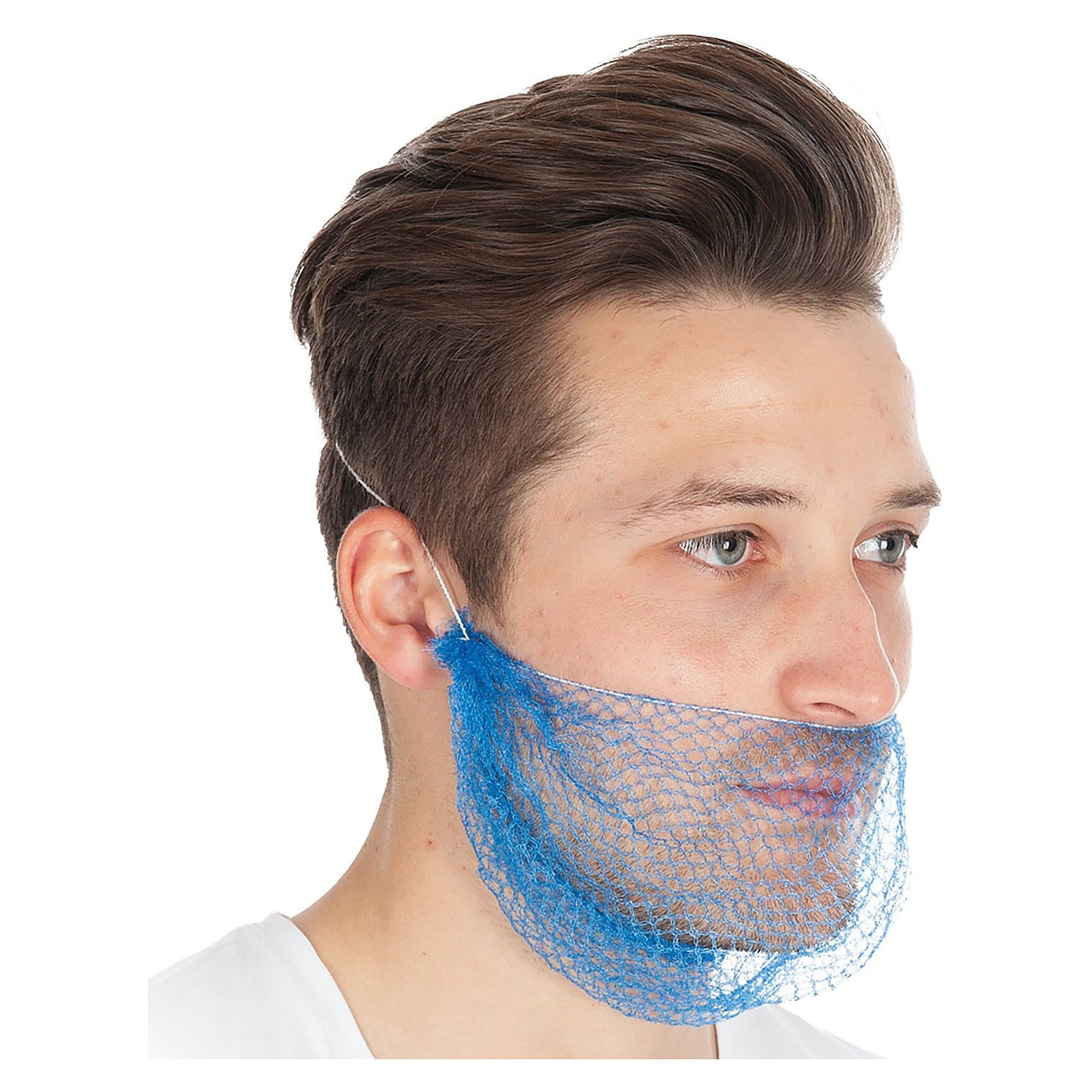 Cache-barbe Hygostar détectable, nylon, maille 5 mm, bleu, élastique sans latex, lot de 36 - Franz Mensch 85449