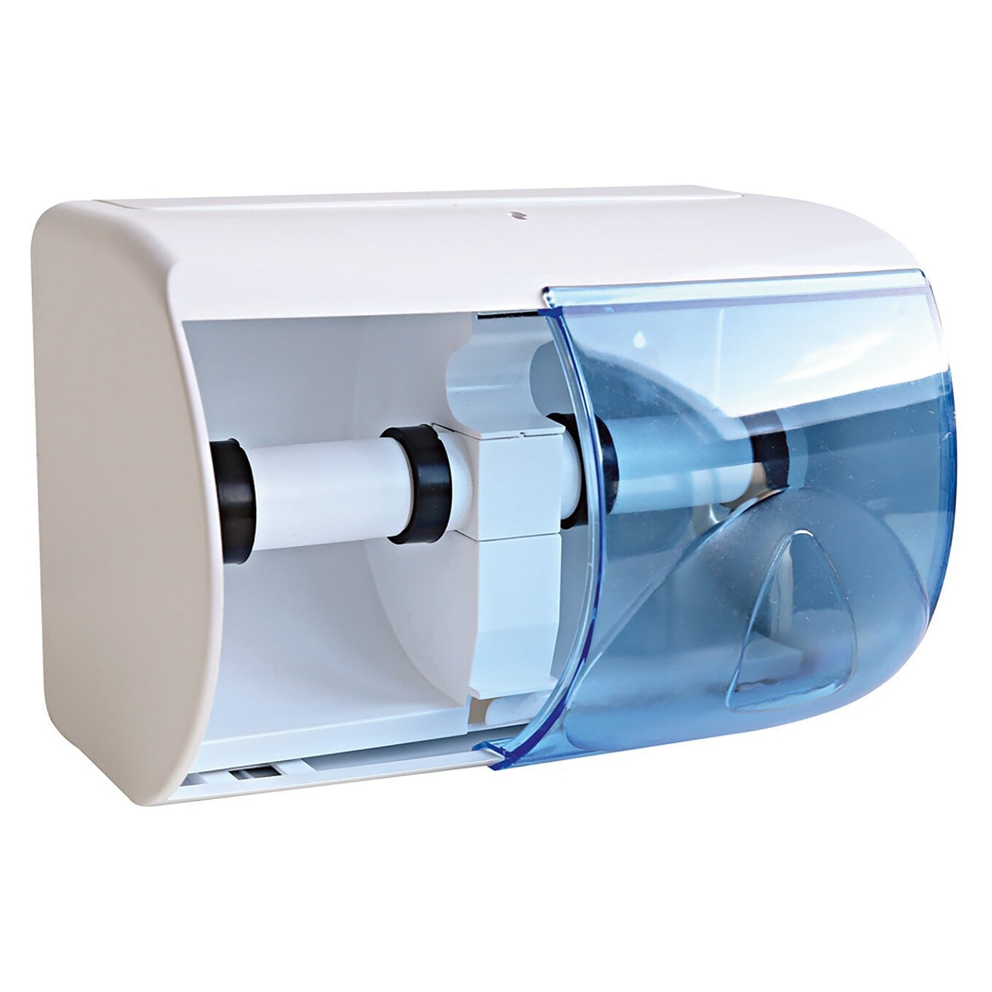HygoClean Toilettenpapierspender für 2 Kleinrollen, Kunststoff, abschließbar, Wandmontage - Franz Mensch 88831