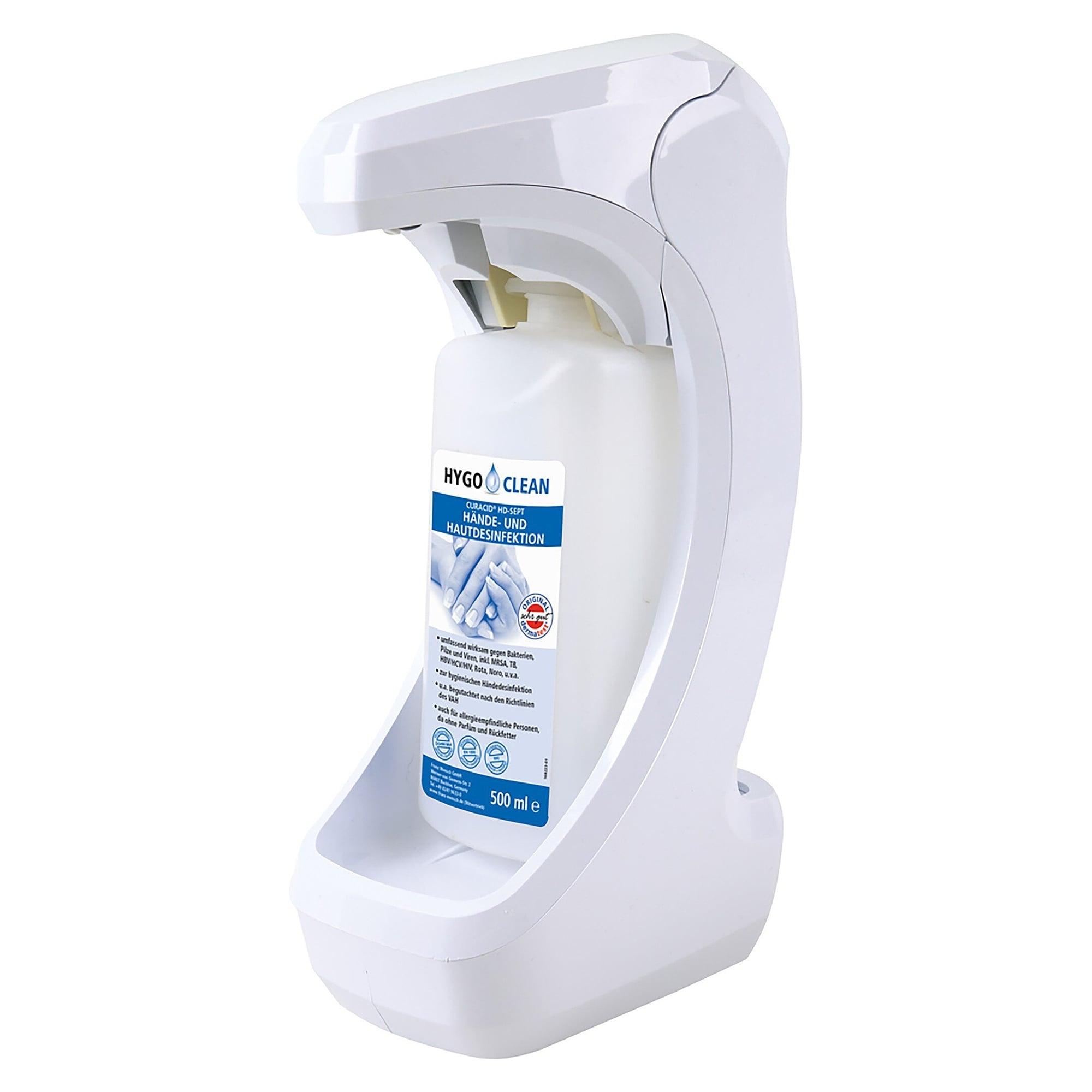 HygoClean Berührungsloser Eurospender Touchless mit Sensor und Wandhalter für 500-ml-Euroflaschen - Franz Mensch 88861