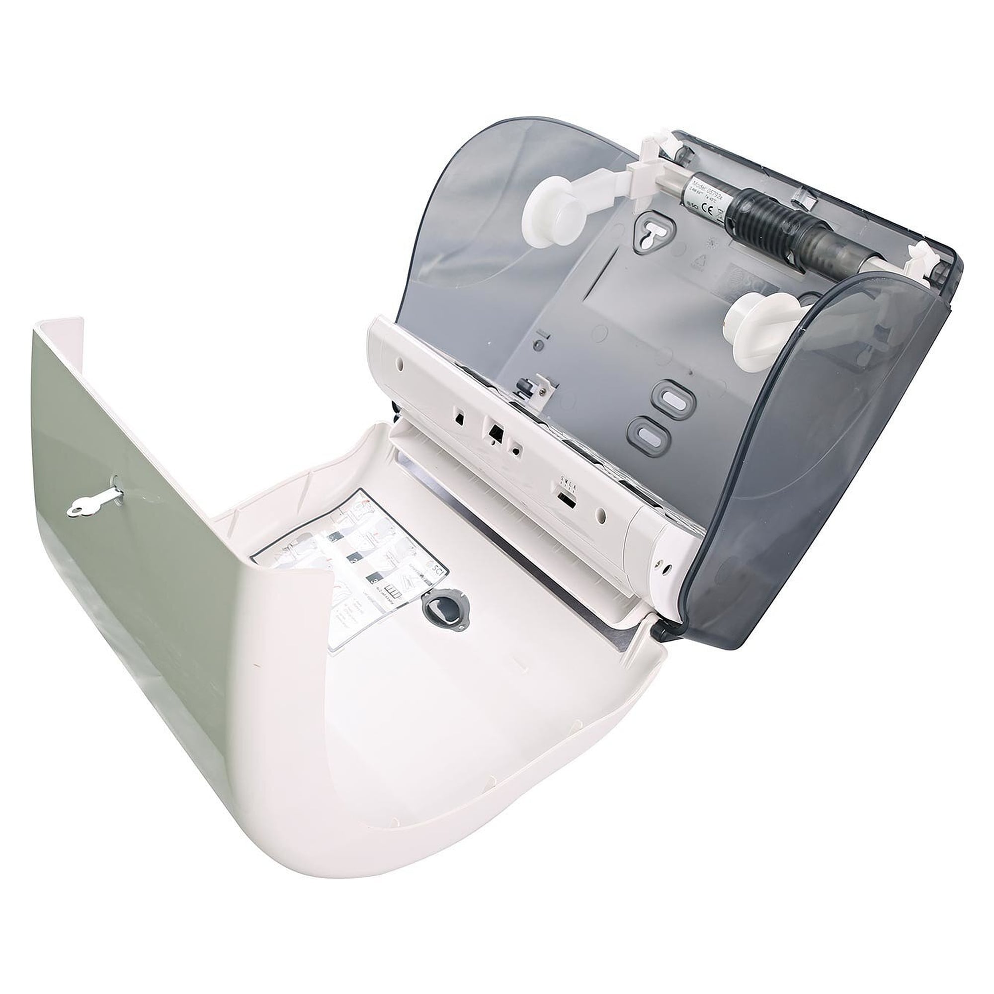 HygoClean sensor paper towel roll dispenser, touch-free, for roll width 18 to 23 cm, white, battery - Franz Mensch 88870