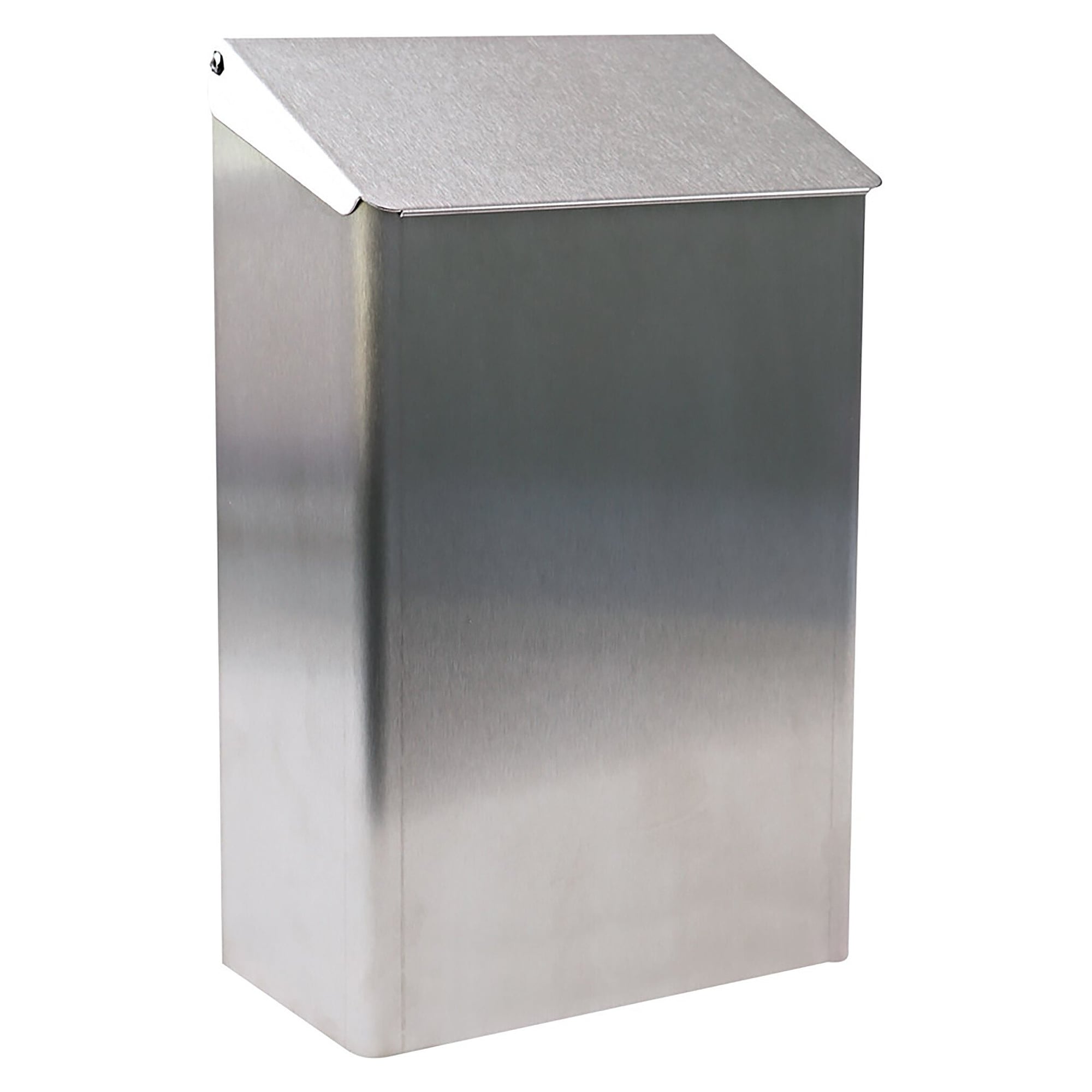 Wand-Abfalleimer aus Edelstahl, 7 Liter, mit Klappdeckel, 350 x 215 x 115 mm - Franz Mensch 88961