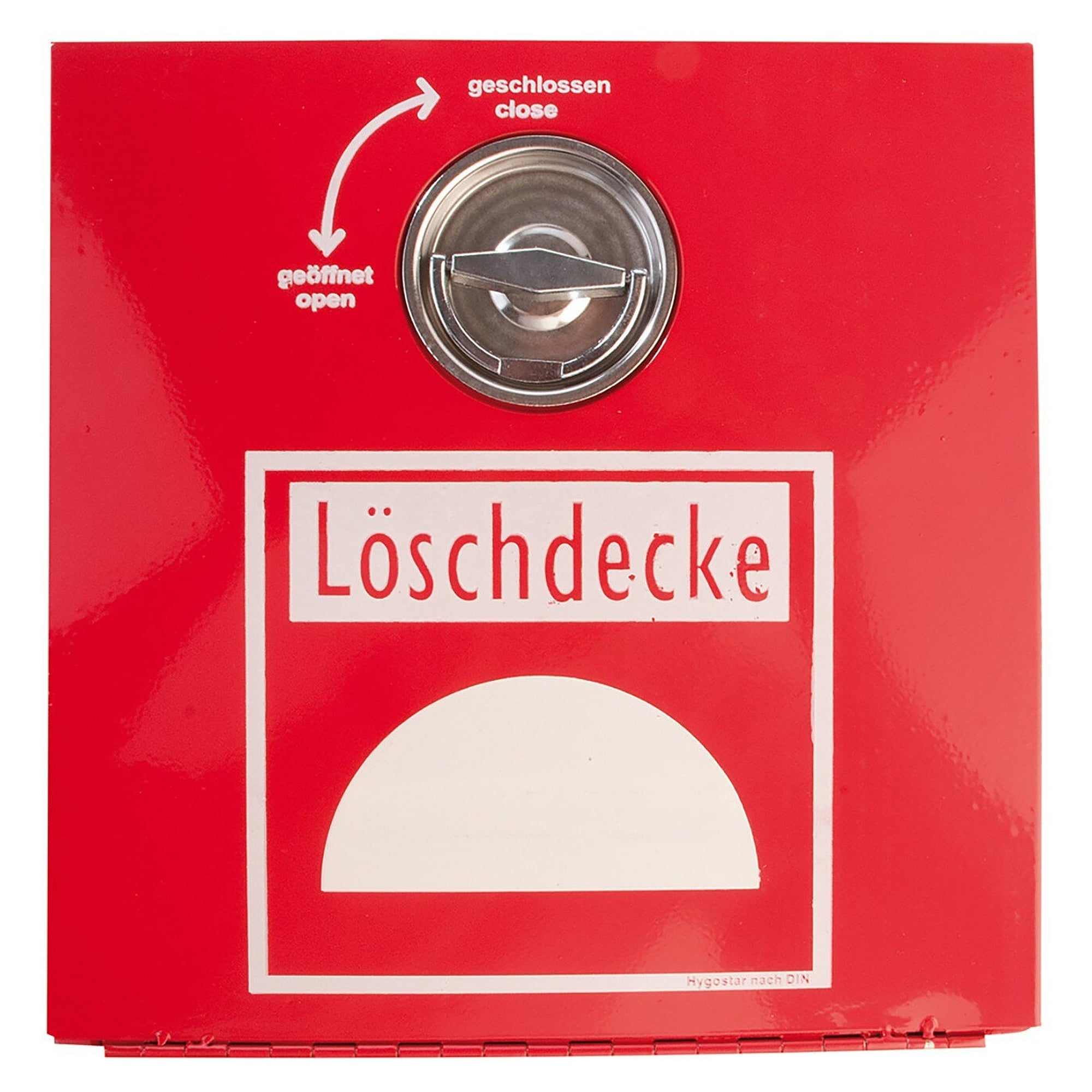 Hygostar fire blanket container, sheet steel with lid, red coated, without fire blanket - Franz Mensch 8898