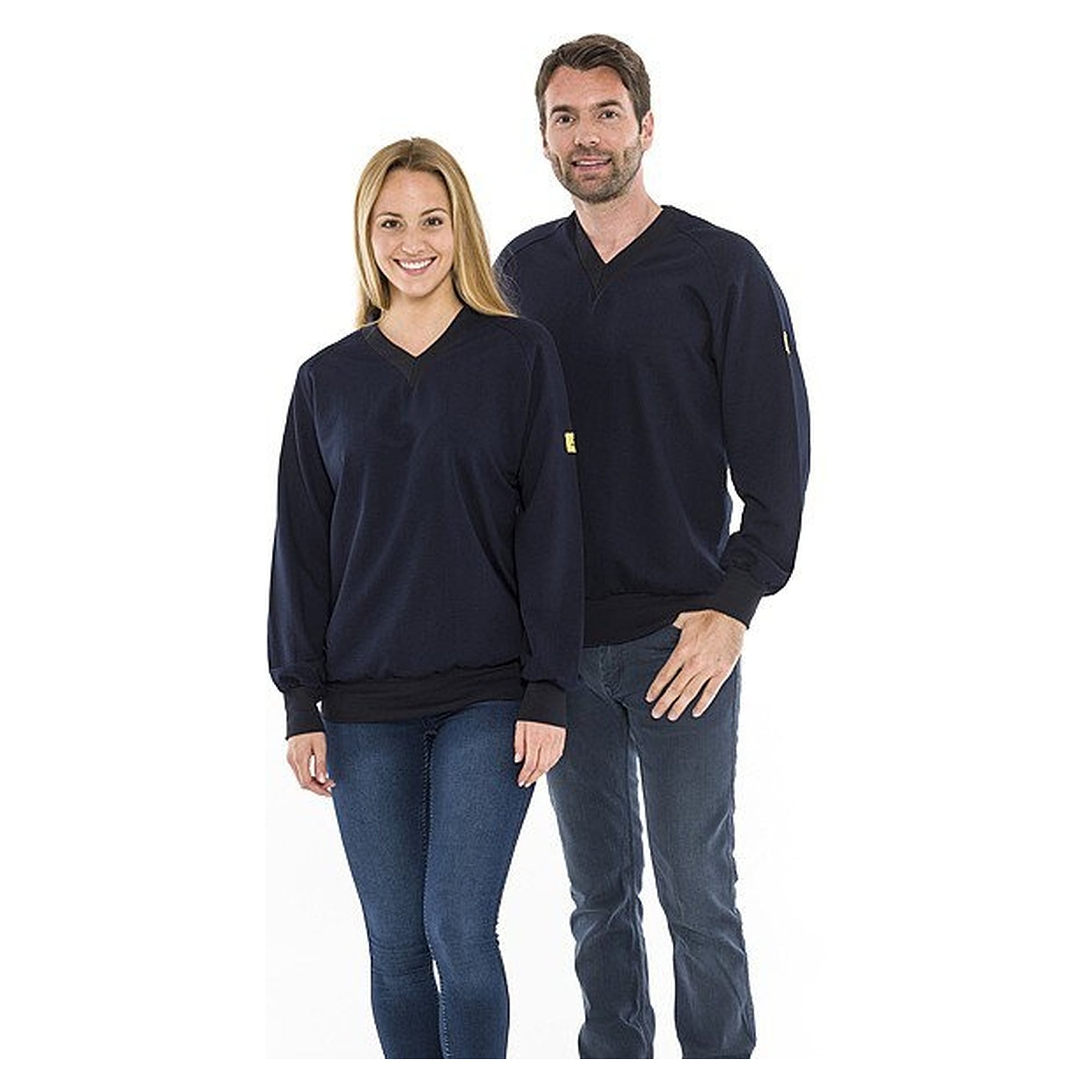 ESD sweatshirt with V-neck, navy blue, 280 g/m², unisex, size XXL - Safeguard SWS-THSS-NBXXL-V-NECK