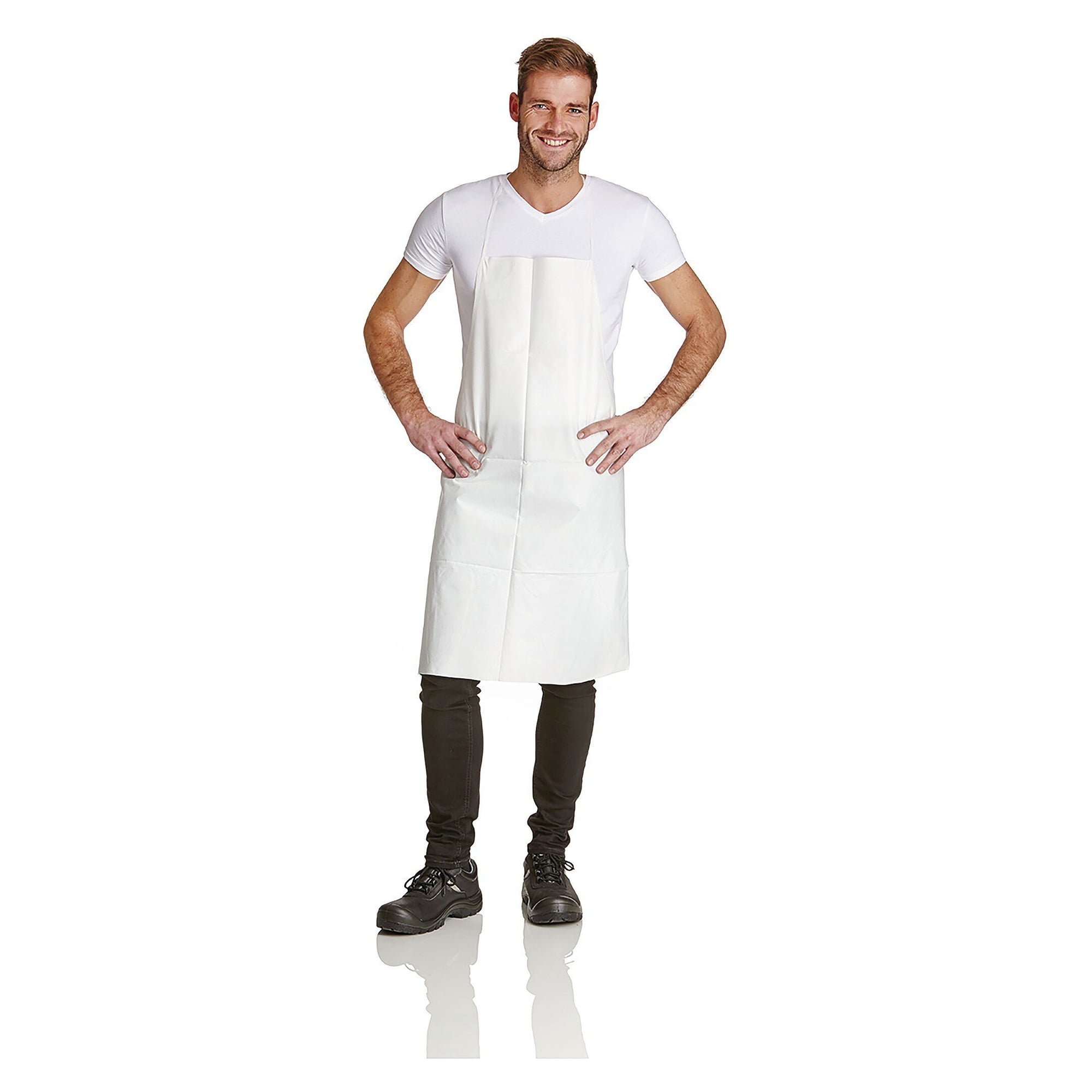 Tablier jetable ProSafe 2 en film microporeux à nouer, matériau EN 14126, antistatique, blanc - DS Safety Wear PS2SC