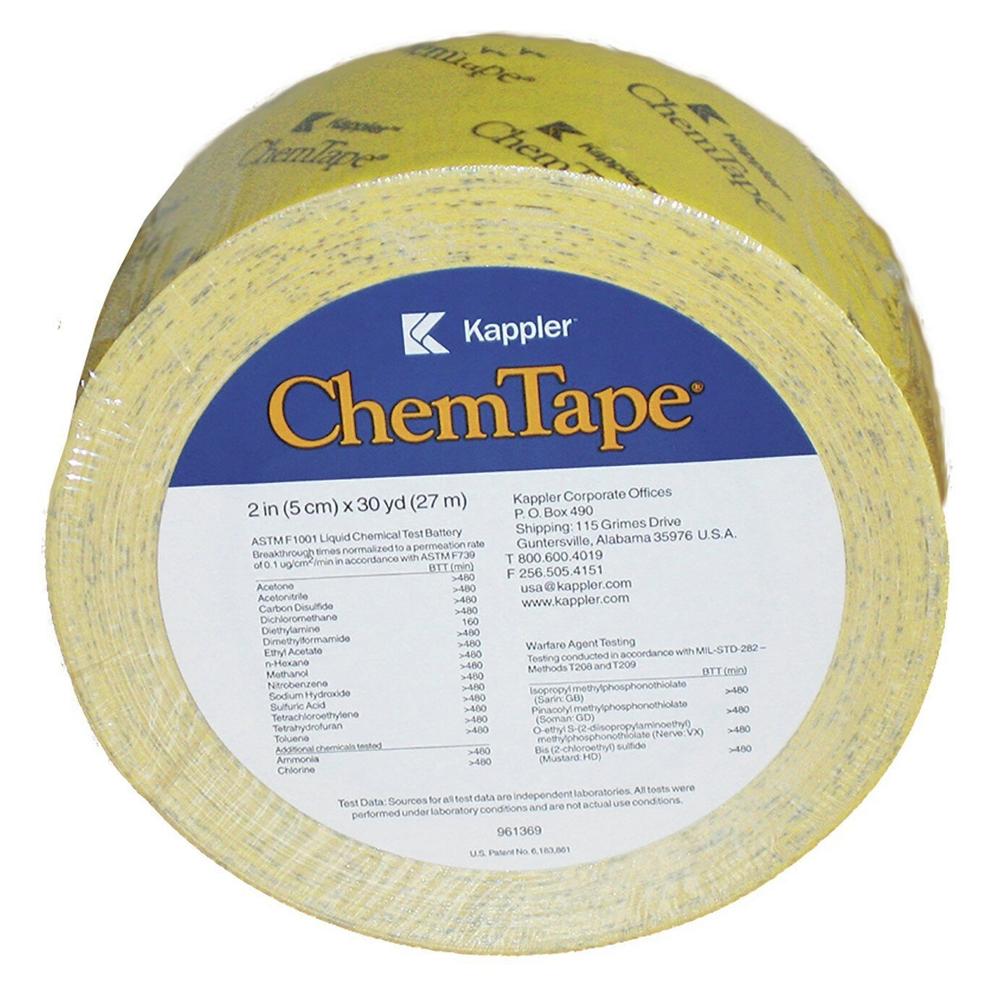 Chemikalienschutz-Klebeband Chem-Tape, 5 cm breit, 55 m Rolle, gelb - DS Safety Wear CT54