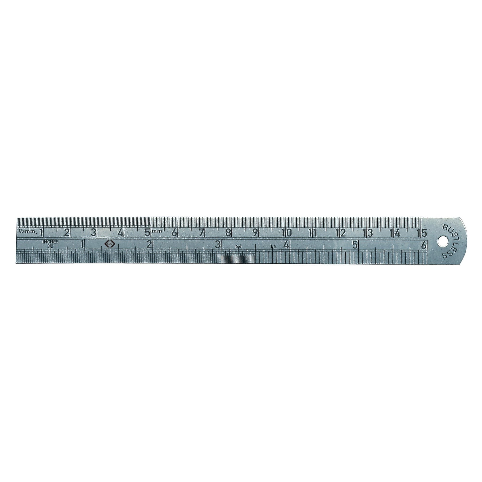 Stahllineal 150 mm aus Edelstahl, metrisch und Zoll, geätzte Teilung - C.K T3530 06
