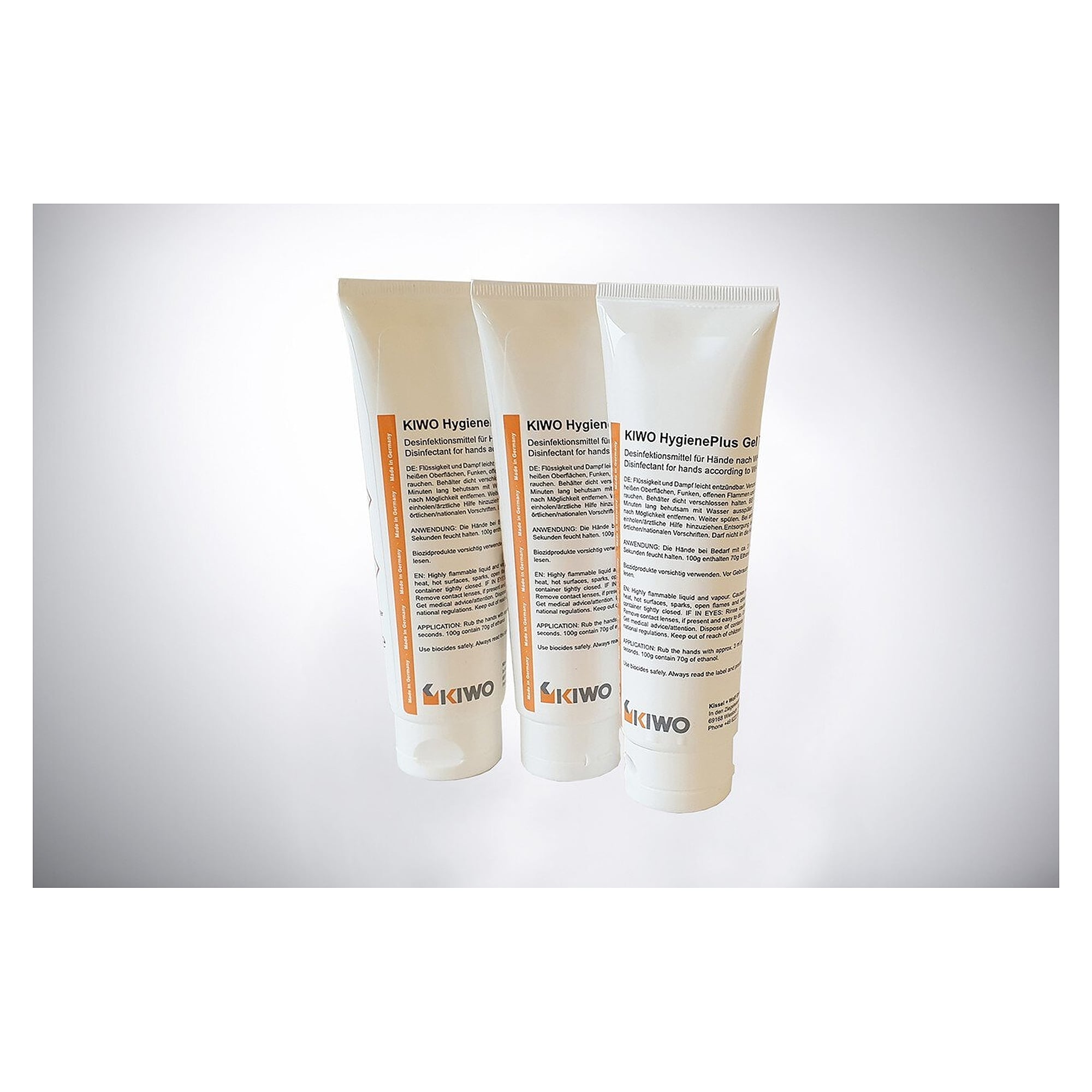 Händedesinfektionsgel mit Glycerin, 100 ml, tropffreie Gel-Konsistenz - Kiwo 49004 001