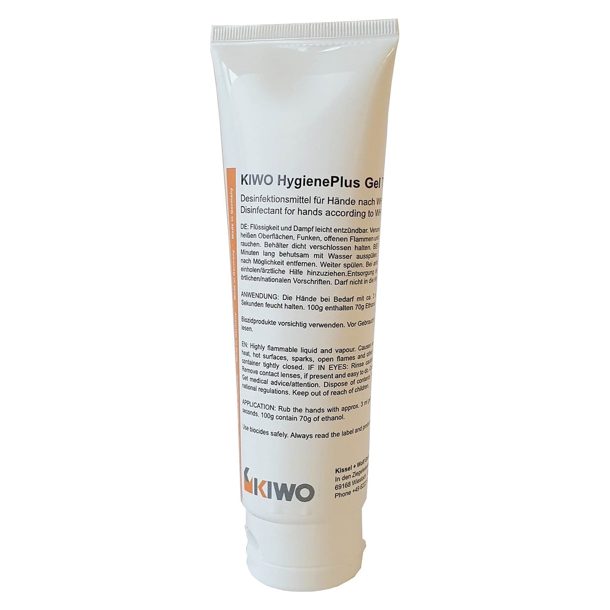 Händedesinfektionsgel mit Glycerin, 100 ml, tropffreie Gel-Konsistenz - Kiwo 49004 001