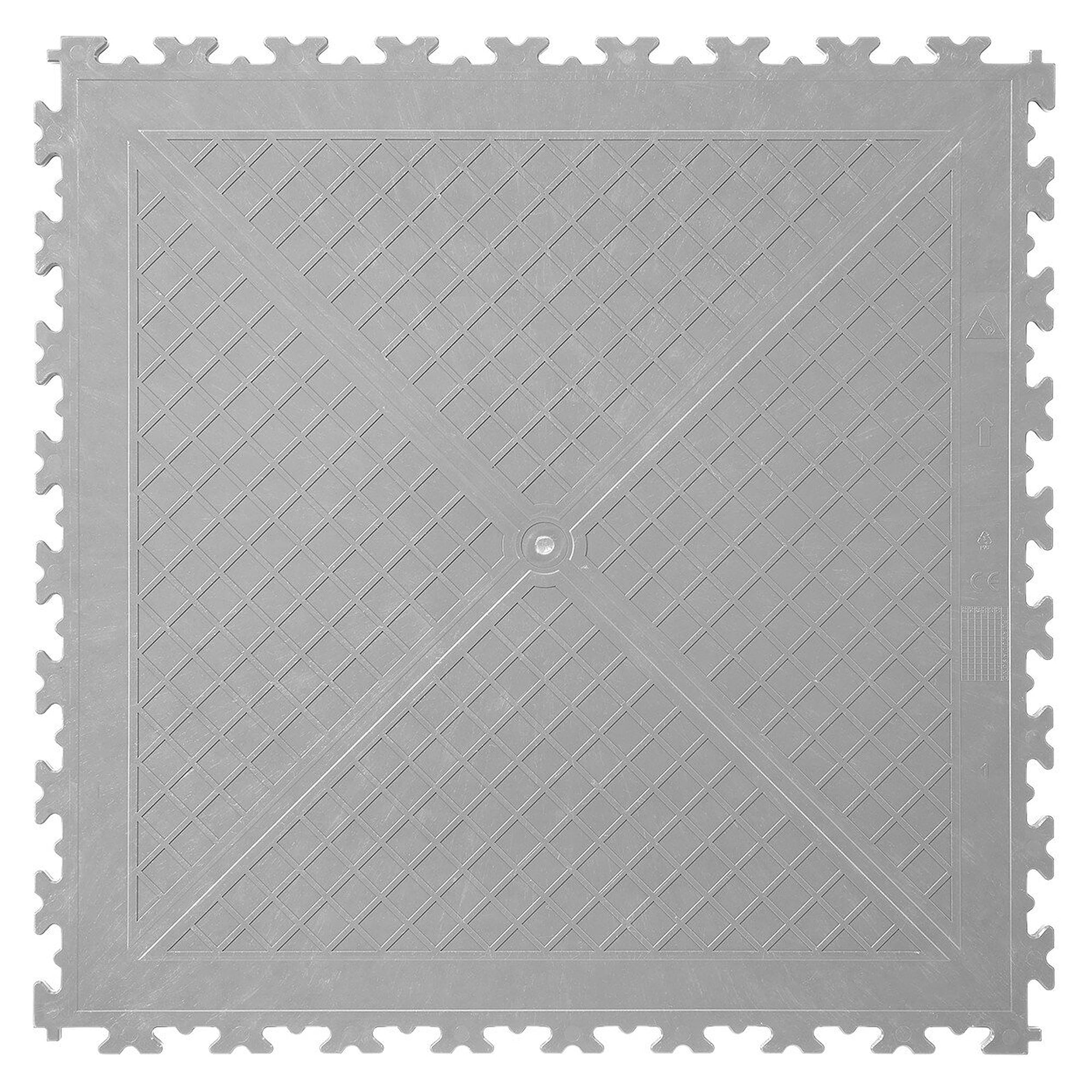ESD floor tile X-LOG, conductive, PVC, light grey (RAL 7004), smooth, 497x497x7 mm, pack of 4 - Ecotile X500/7/ESD201