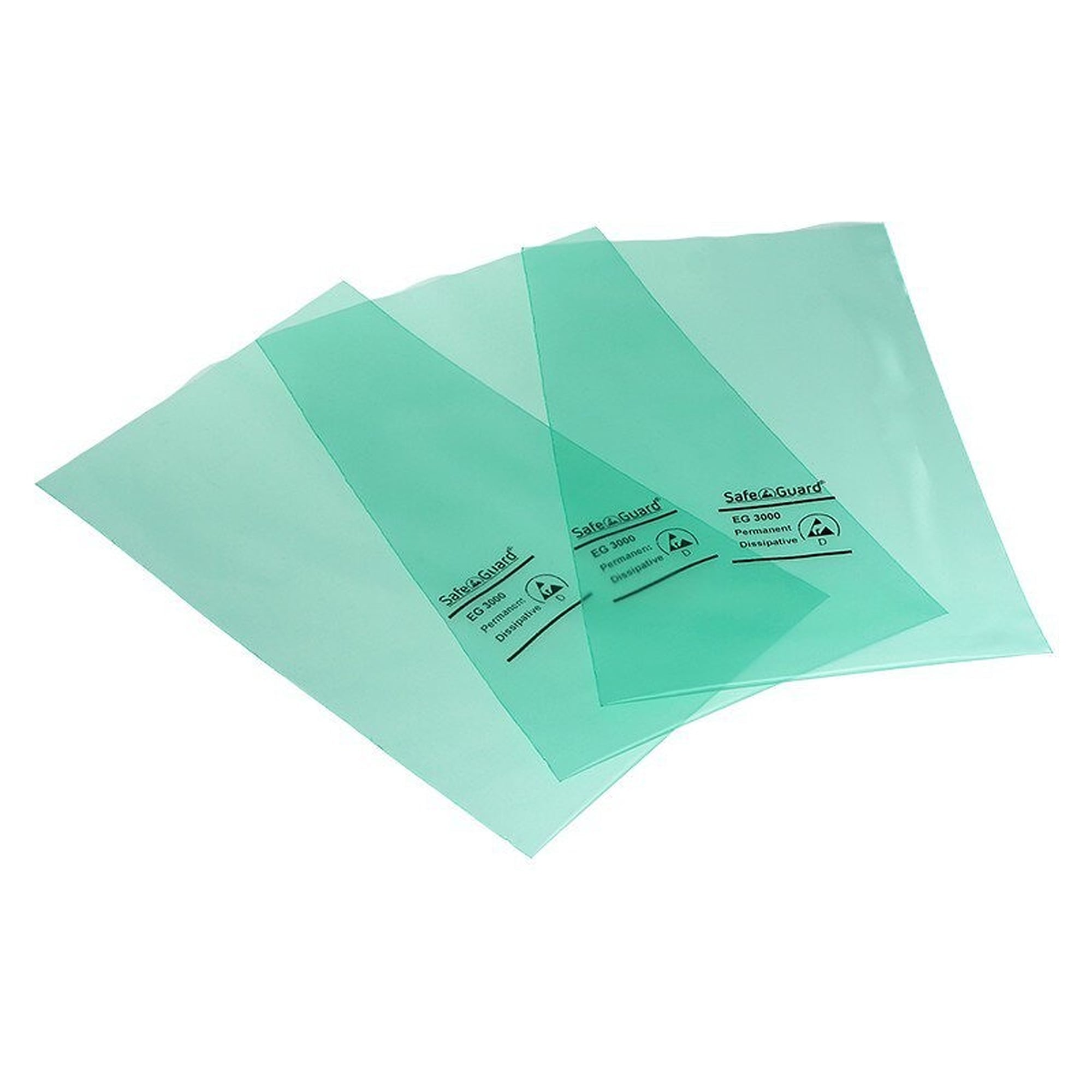 ESD bag, green, permanently dissipative, 75 µm, 76 x 127 mm, pack of 100 - Safeguard 20-097-0004