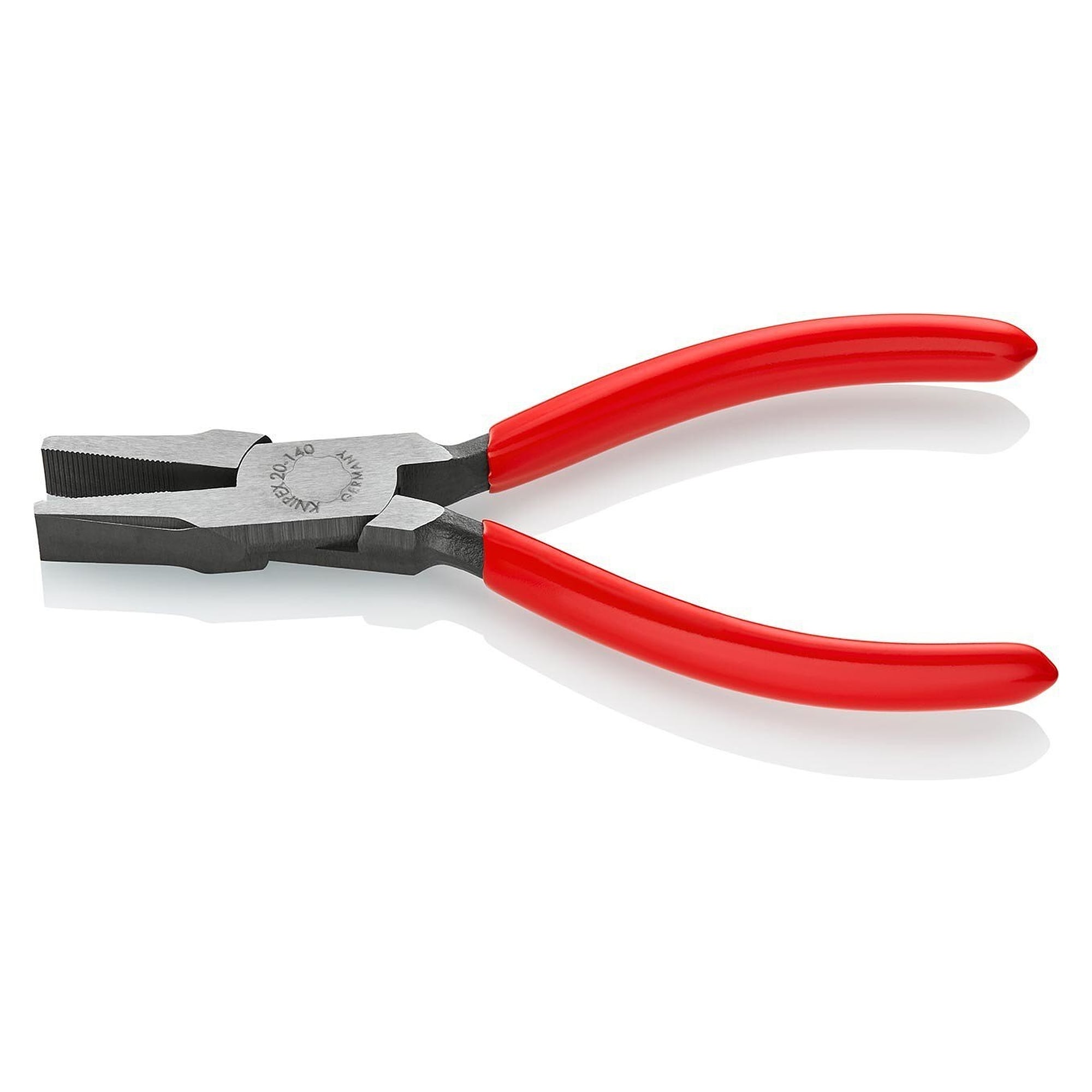 Flachzange mit kurzen, breiten Backen und gezahnten Greifflächen, schwarz atramentiert, 140 mm - Knipex 20 01 140