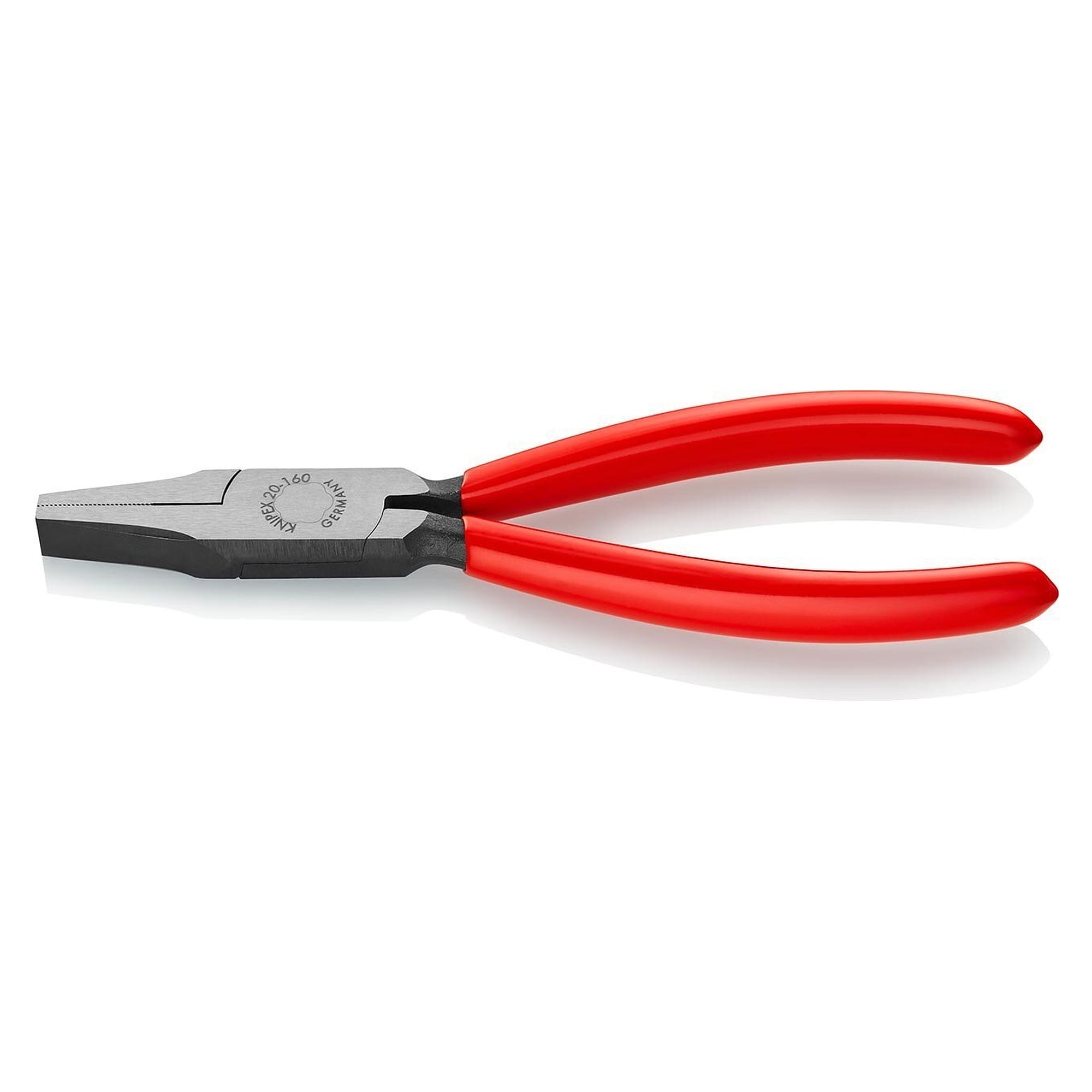 Flachzange mit kurzen, breiten Backen und gezahnten Greifflächen, schwarz atramentiert, 160 mm - Knipex 20 01 160