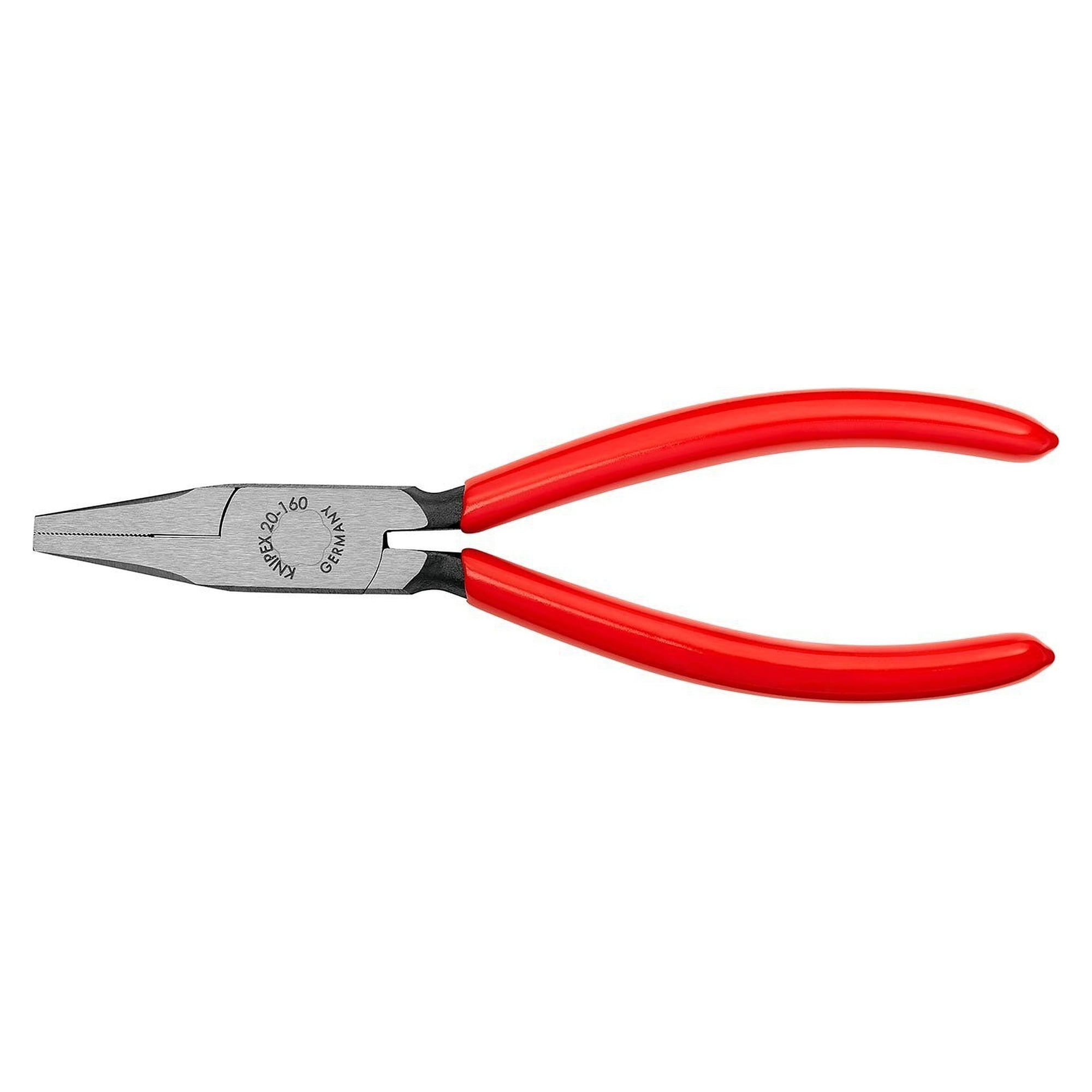 Flachzange mit kurzen, breiten Backen und gezahnten Greifflächen, schwarz atramentiert, 160 mm - Knipex 20 01 160
