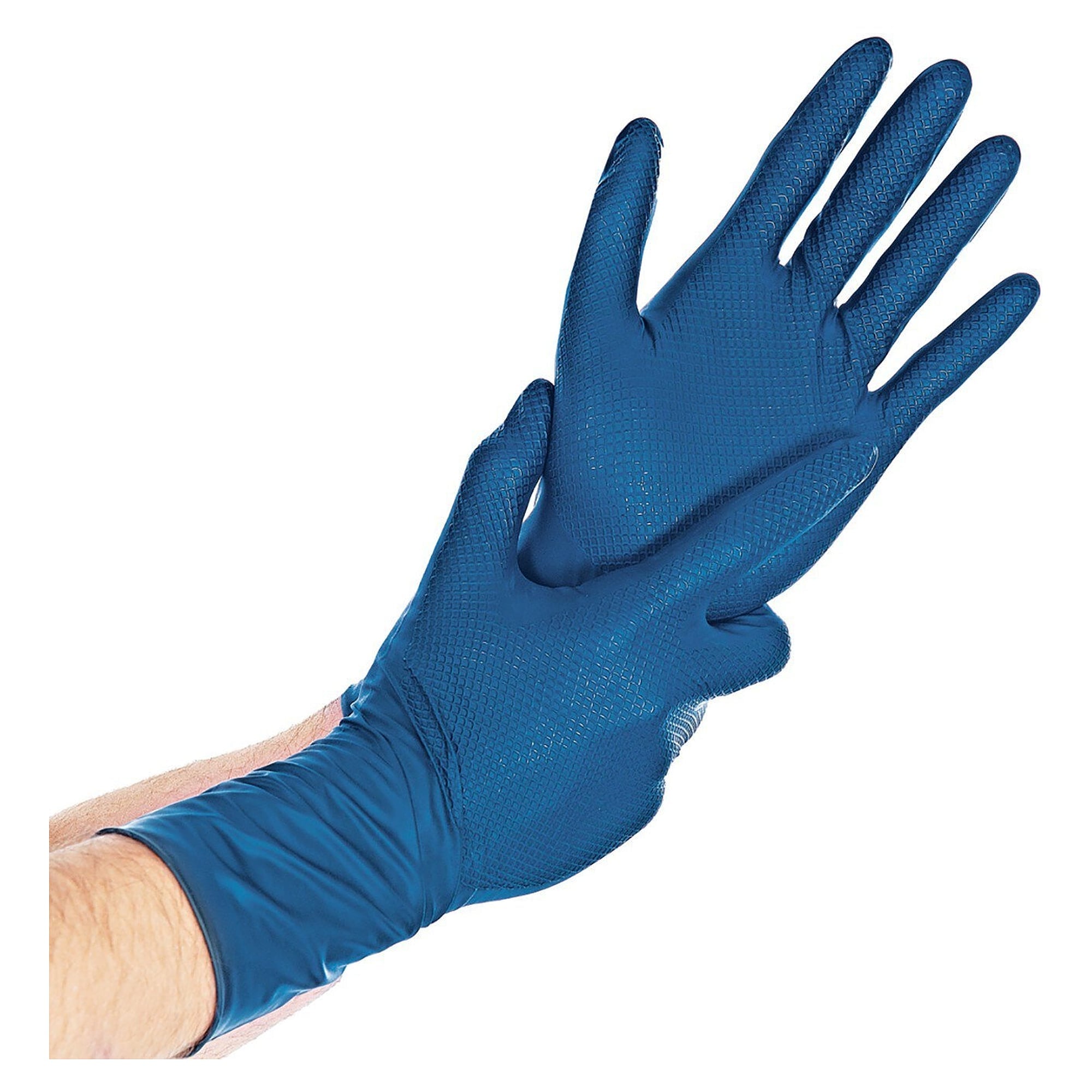 Nitrilhandschuhe Power Grip Long, puderfrei, blau, Größe 10/XL, VPE 50 - Franz Mensch 270906
