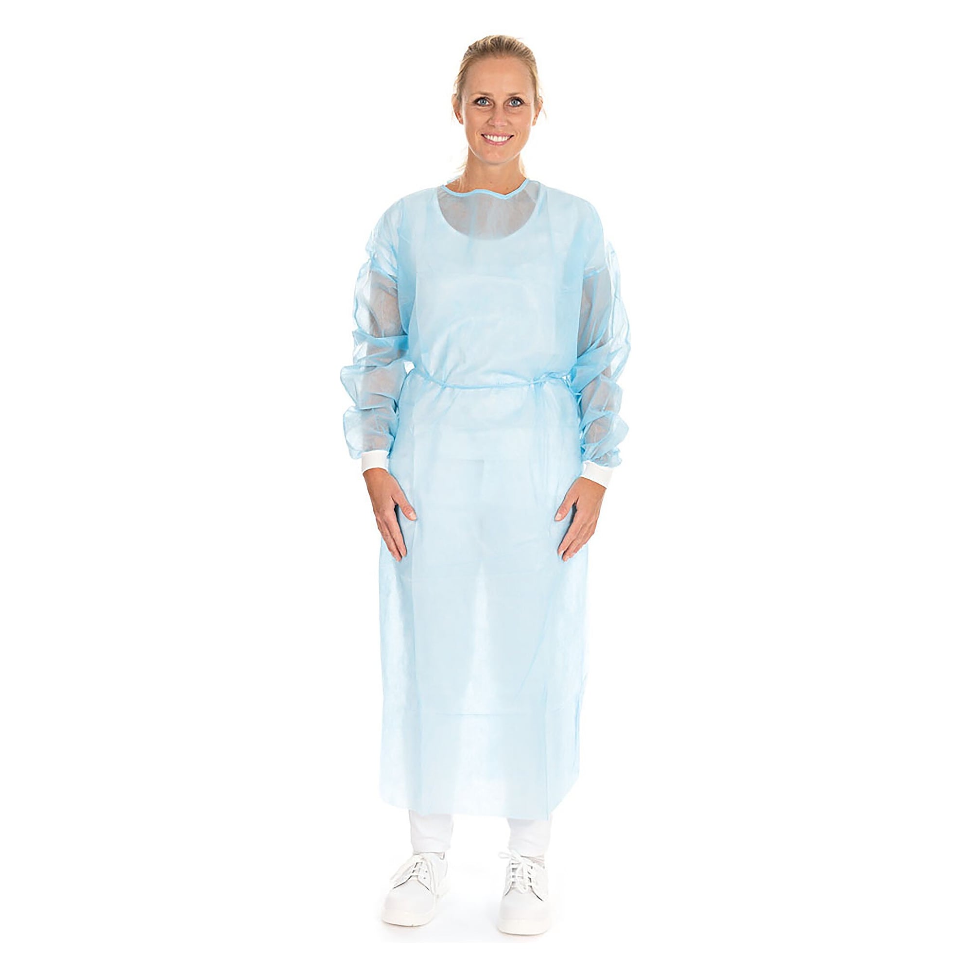 Schutzkittel Ultra Protect, PP mit PE voll laminiert, 142 x 146 cm, Strickbündchen, blau, Größe L - Franz Mensch 277264