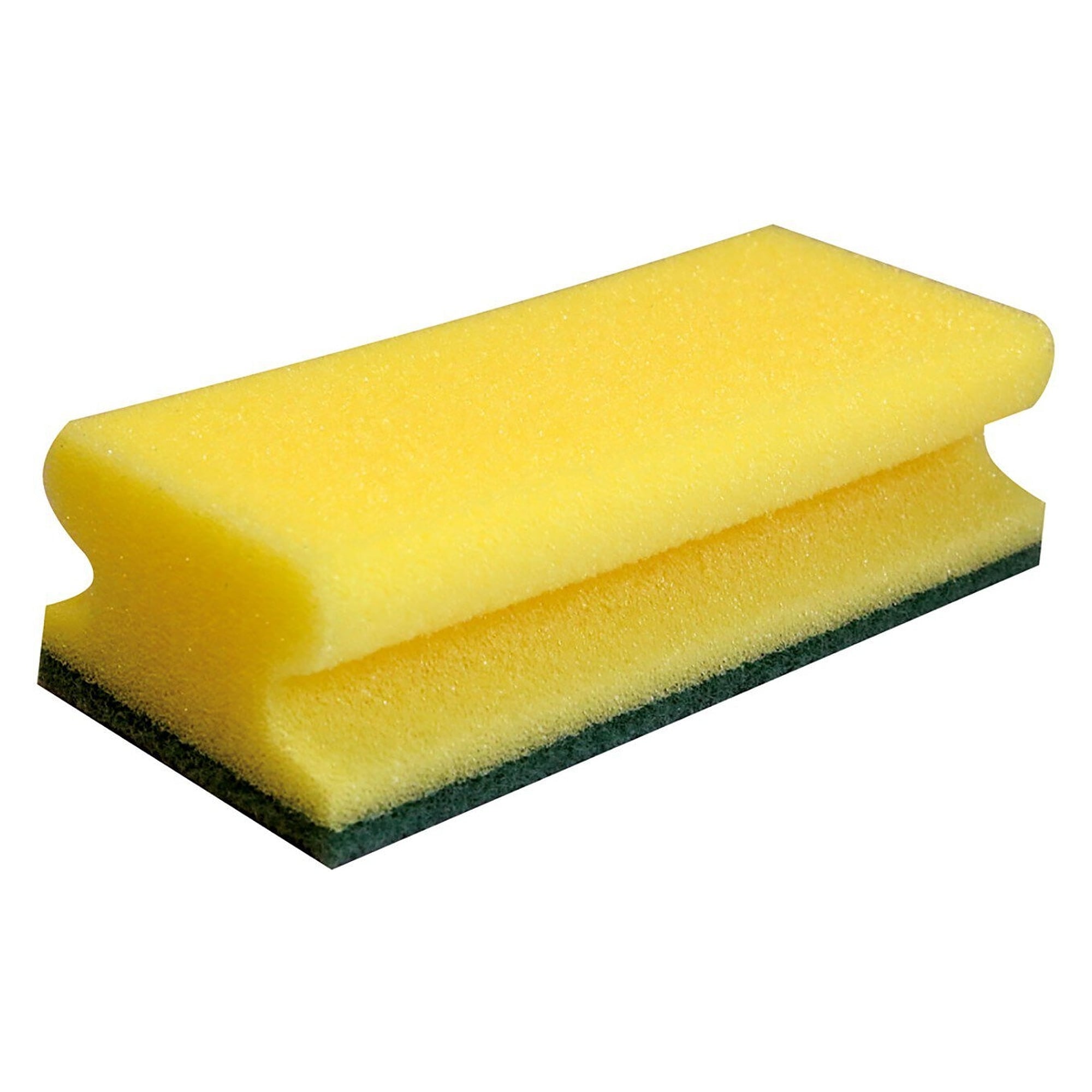 Putzschwamm mit Griff, gelb/grün, 15 x 7 x 4,5 cm, Polyethylen, 10 Stück - Franz Mensch 30100