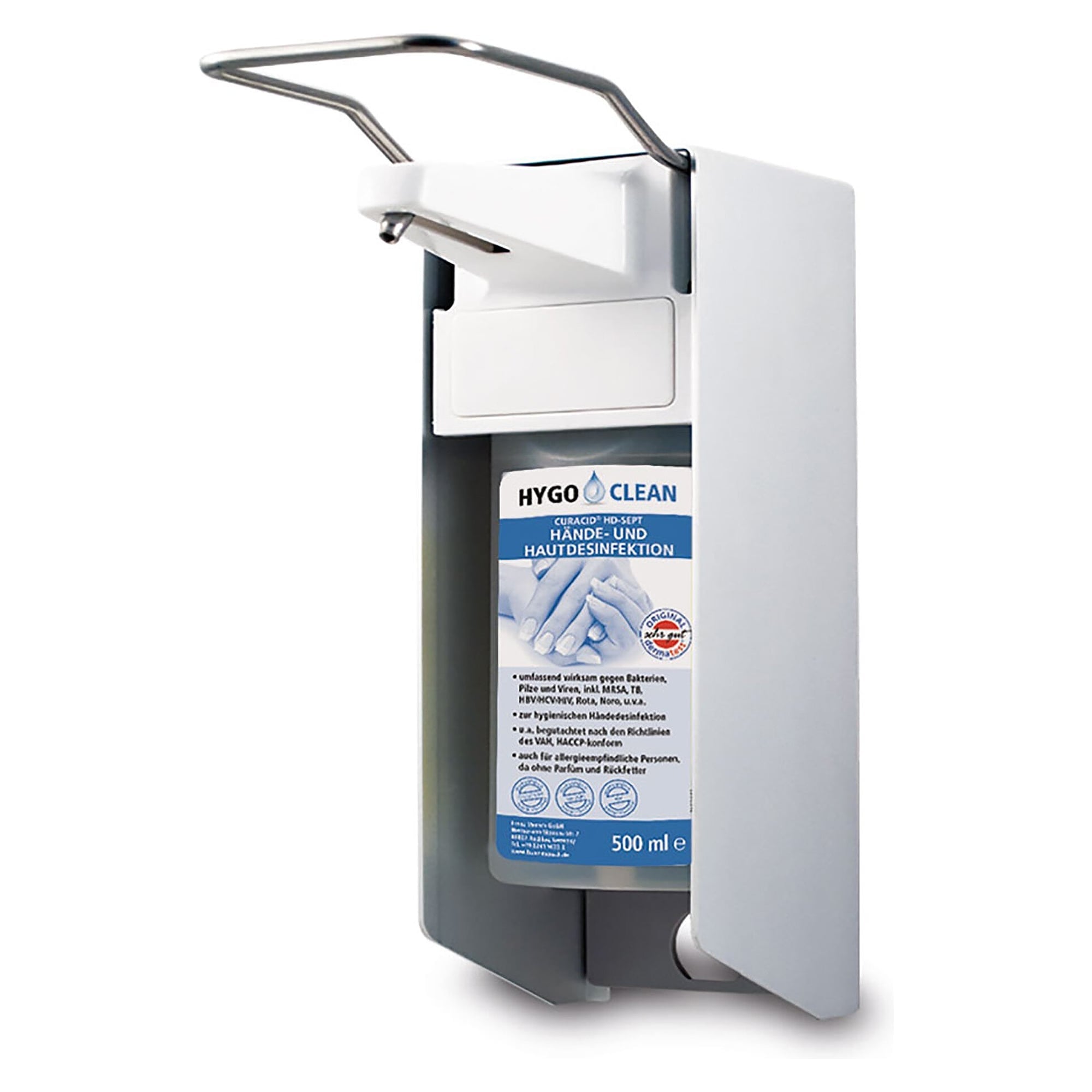 Eurospender 1000 ml mit langem Armhebel und Edelstahlpumpe für Euroflaschen - Franz Mensch 888431