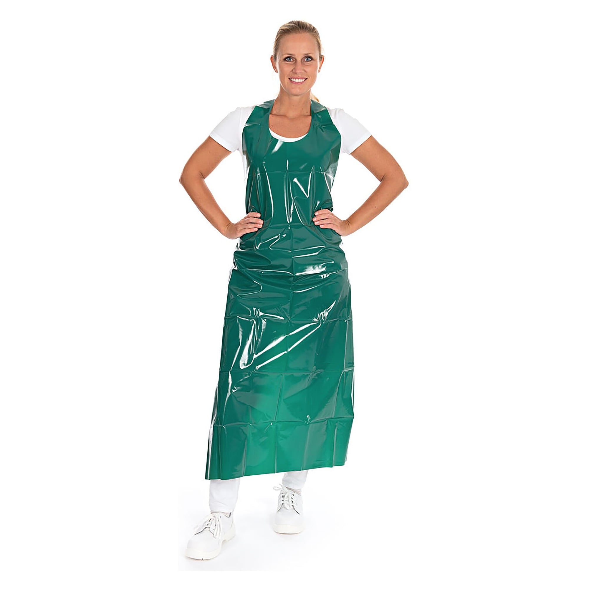 Tablier TPU réutilisable 115 x 90 cm, contact alimentaire, lavable à 90 °C, une pièce, vert, lot de 5 - Franz Mensch 237507