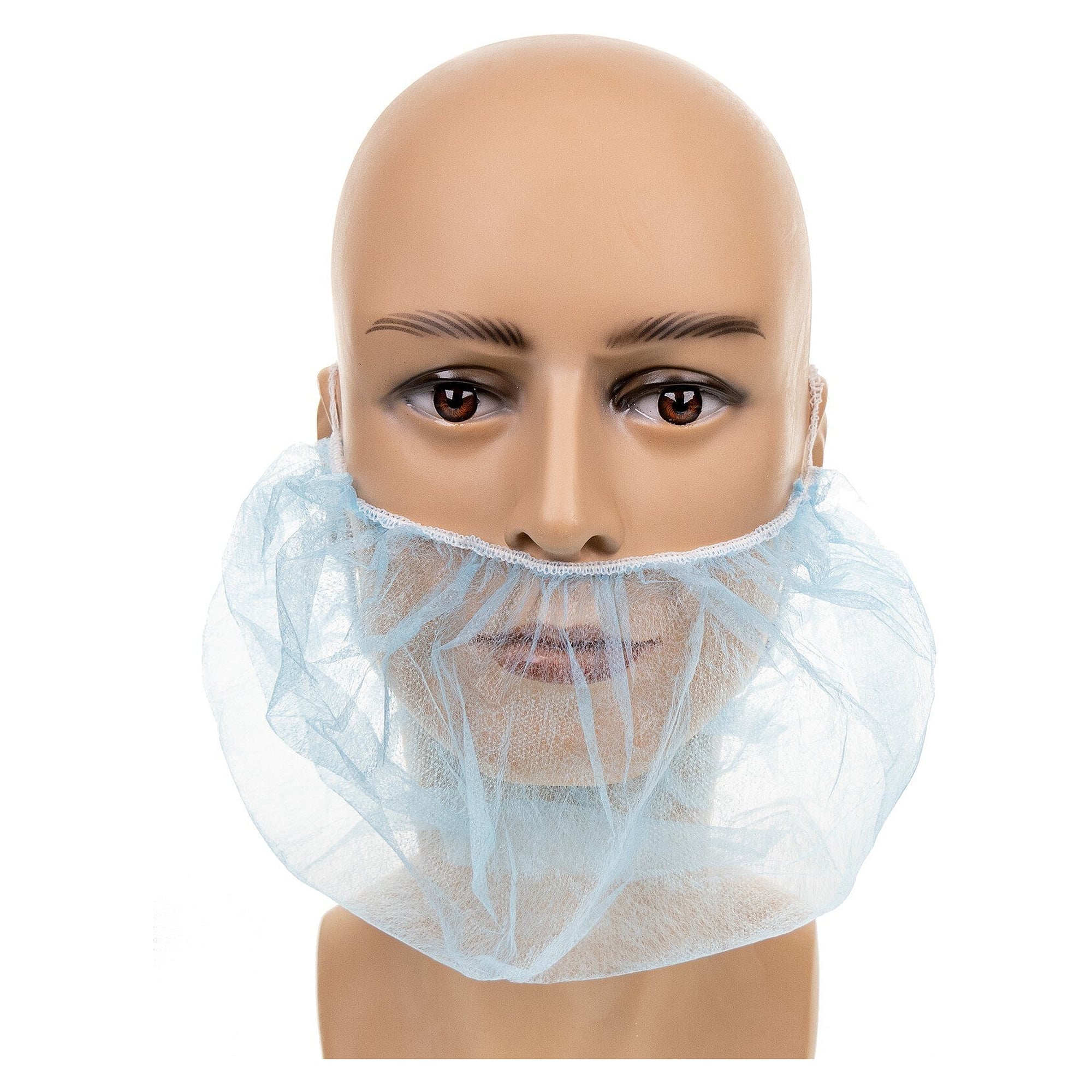 Einweg-Bartschutz aus PP-Spinnvlies, 40 x 25 cm, latexfreier Gummizug, blau, VPE 100 - DS Safety Wear BARTB