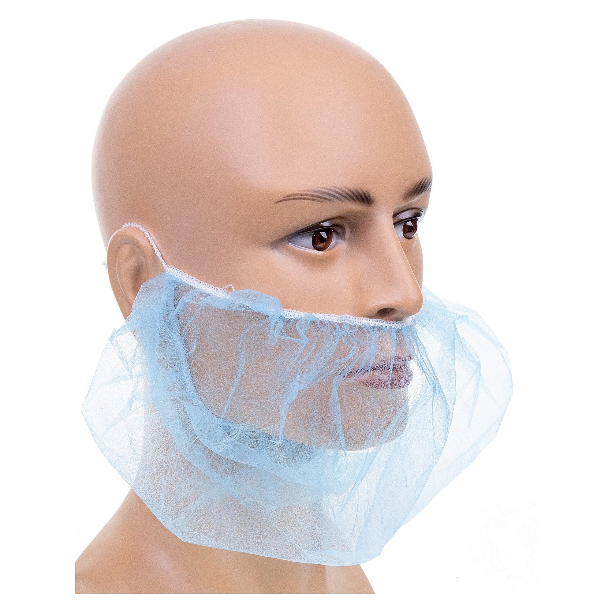 Einweg-Bartschutz aus PP-Spinnvlies, 40 x 25 cm, latexfreier Gummizug, blau, VPE 100 - DS Safety Wear BARTB