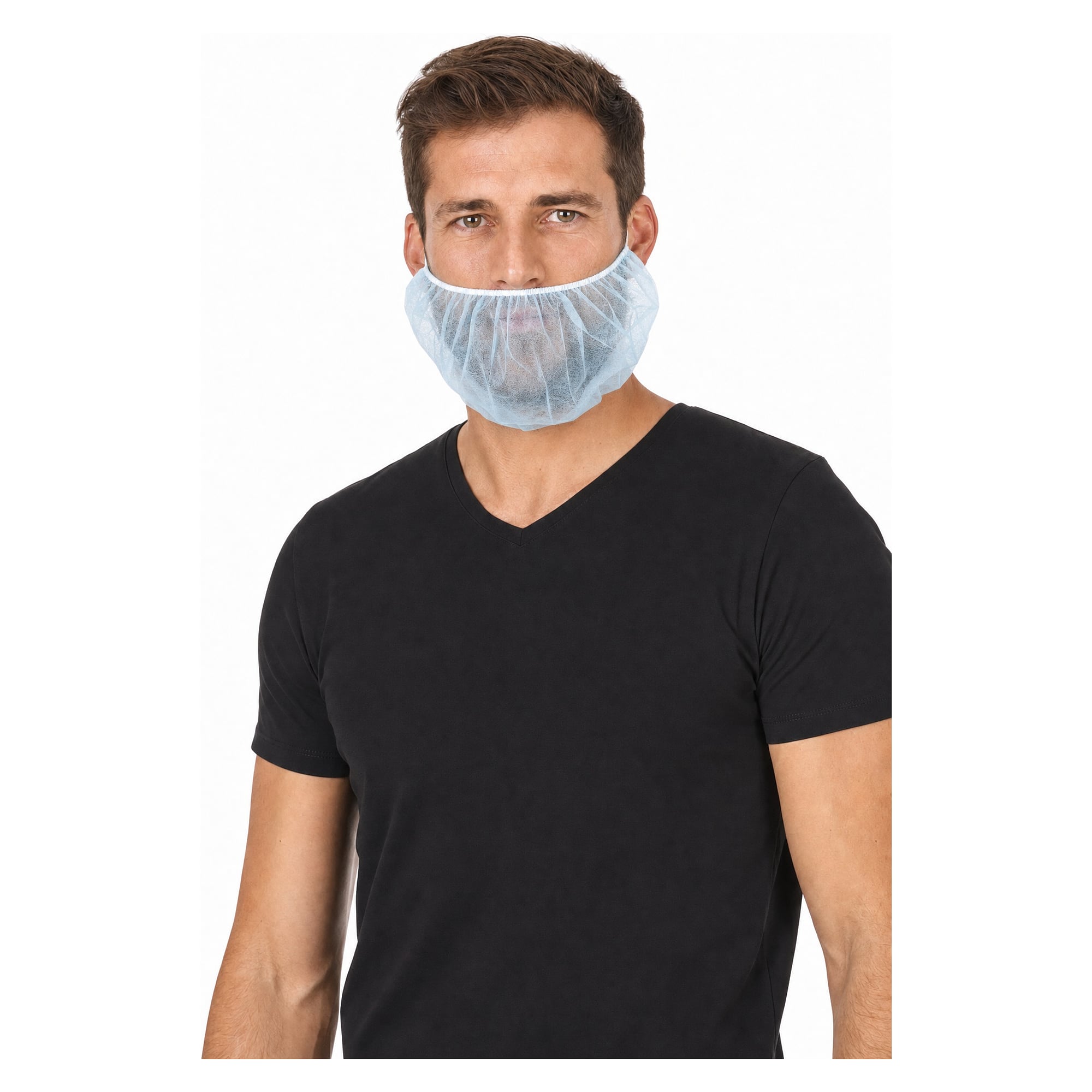 Einweg-Bartschutz extra groß aus PP-Spinnvlies, 50 x 30 cm, latexfreier Gummizug, blau, VPE 100 - DS Safety Wear BARTB-50