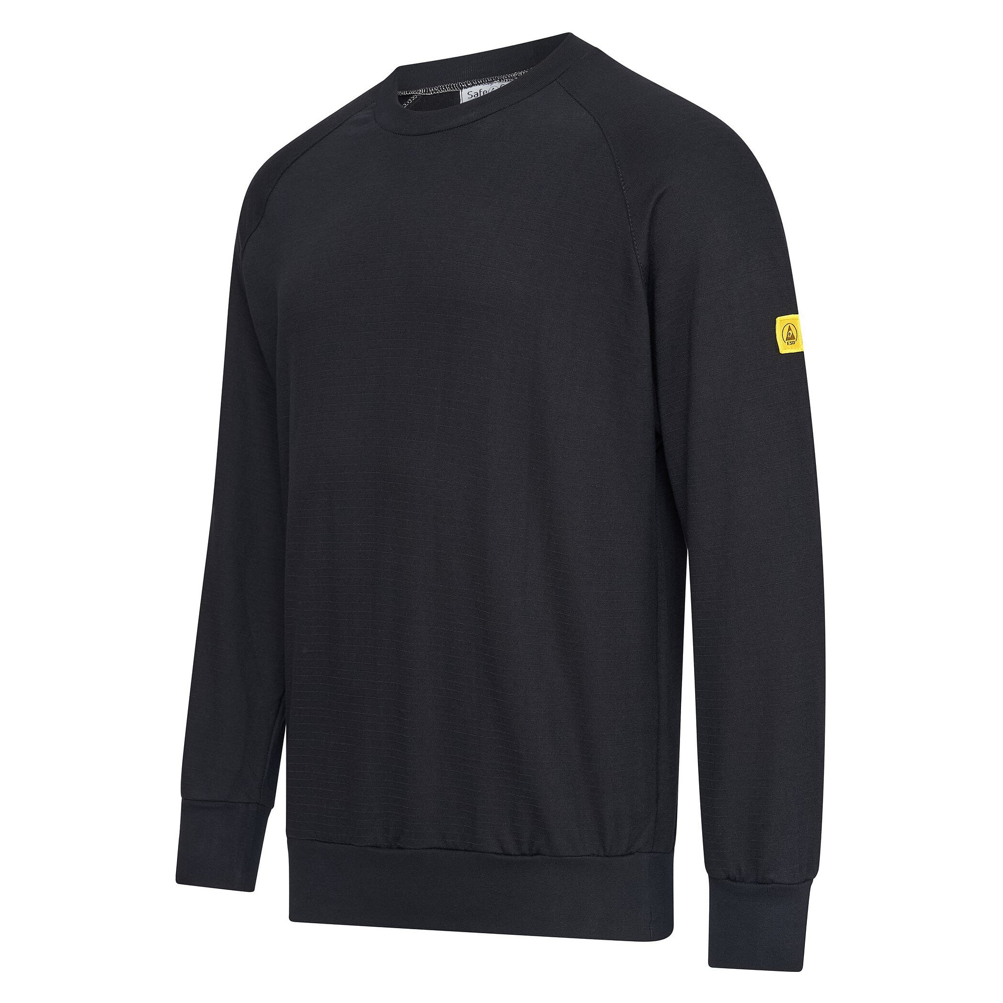 ESD Sweatshirt, Round Neck, 280 g/m², Black, Unisex, Size XXS - Safeguard SWS-THSS-BKL2XS-ROUND