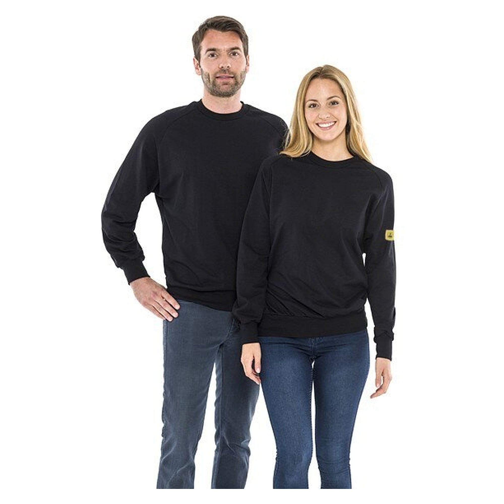 ESD Sweatshirt, Round Neck, 280 g/m², Black, Unisex, Size XXS - Safeguard SWS-THSS-BKL2XS-ROUND