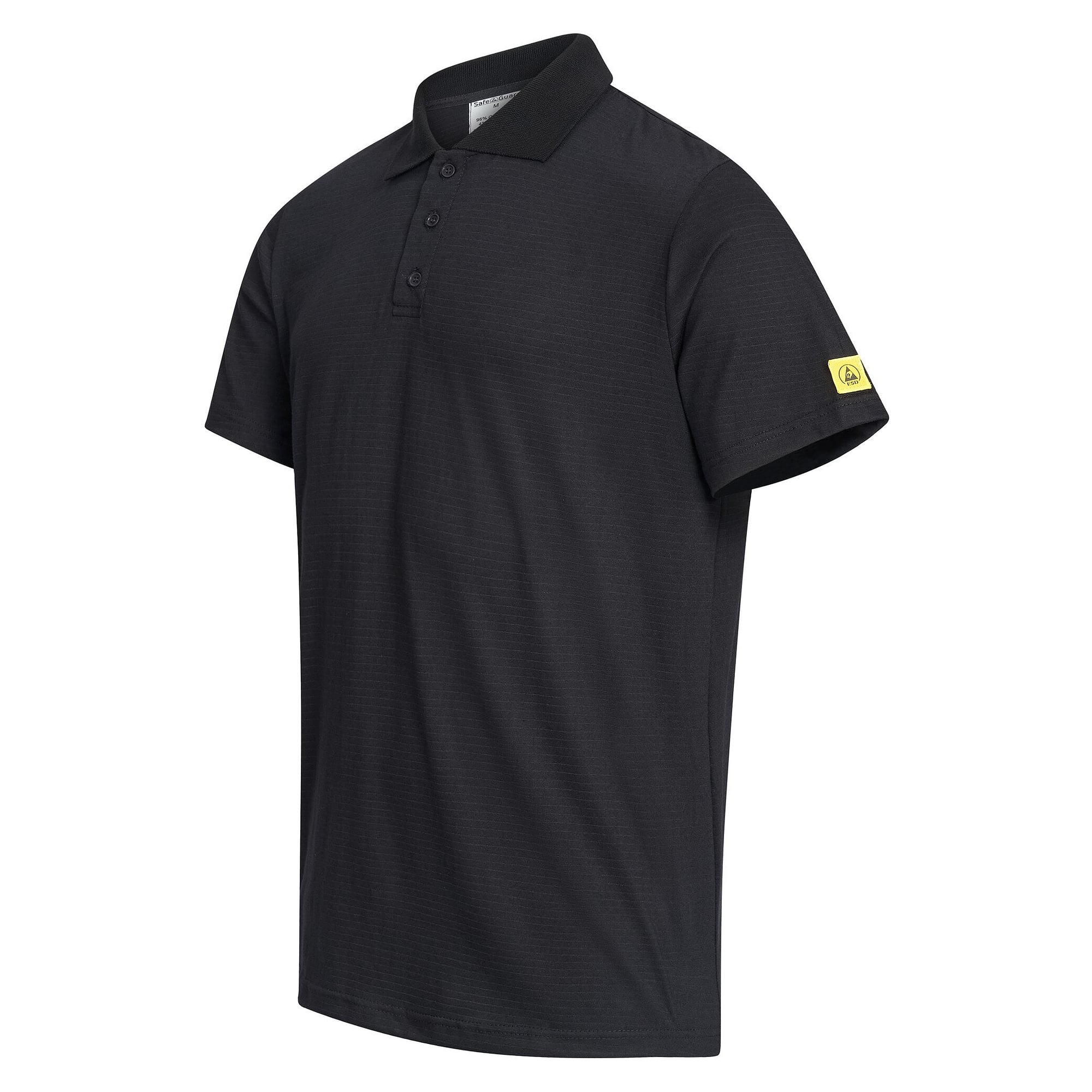 ESD Polo Shirt, Short Sleeve with Chest Pocket, 150 g/m², Black, Unisex, Size M - Safeguard PGO-TS15-BKM-FARBIG