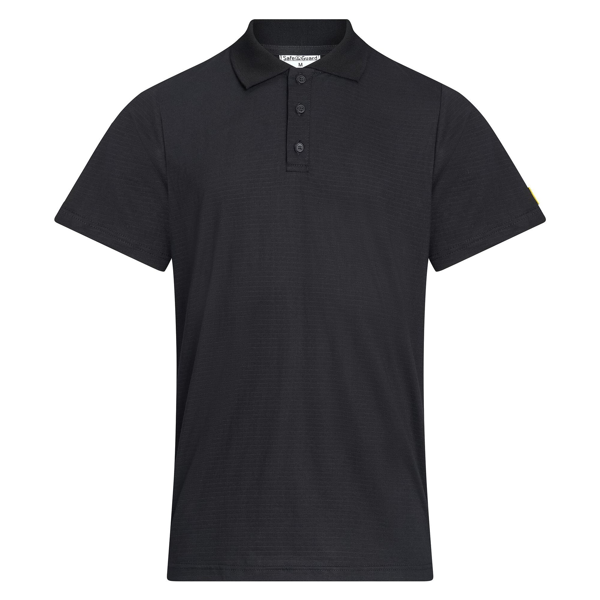 ESD Polo Shirt, Short Sleeve with Chest Pocket, 150 g/m², Black, Unisex, Size L - Safeguard PGO-TS15-BKL-FARBIG