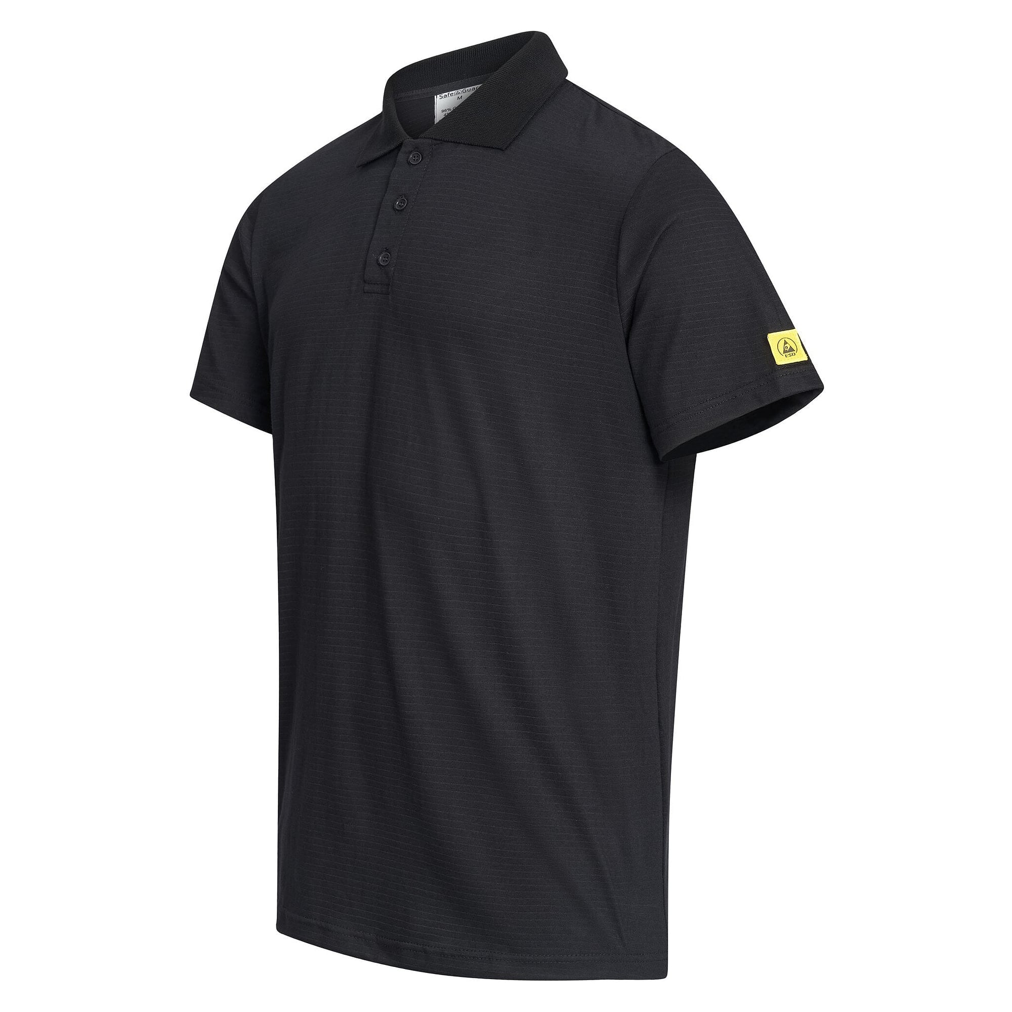 ESD Polo Shirt, Short Sleeve with Chest Pocket, 150 g/m², Black, Unisex, Size 3XL - Safeguard PGO-TS15-BK3XL-FARBIG