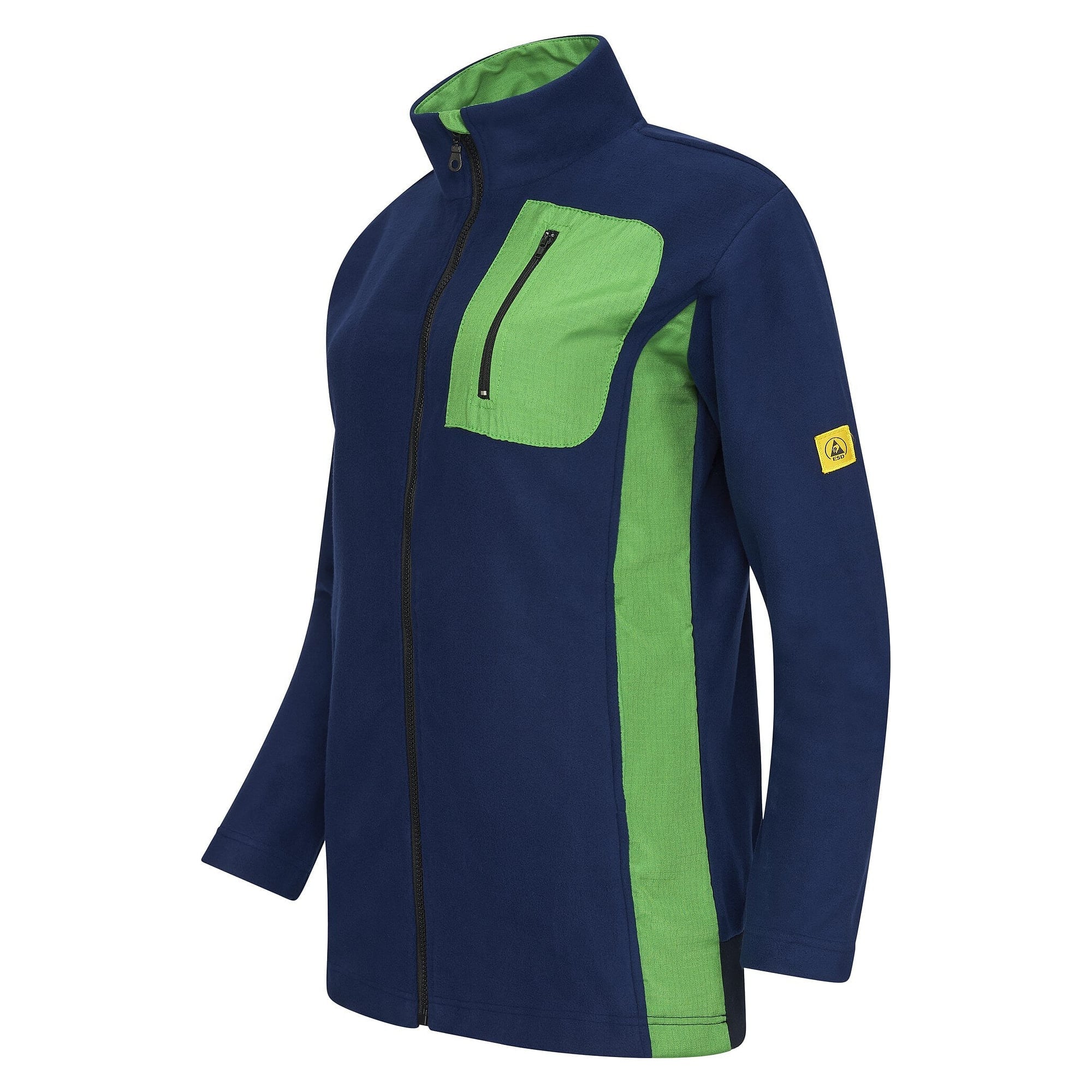 Veste polaire ESD à longue fermeture éclair, femme, bleu marine/vert, taille M - Safeguard FCF-FL1-NB/LEM