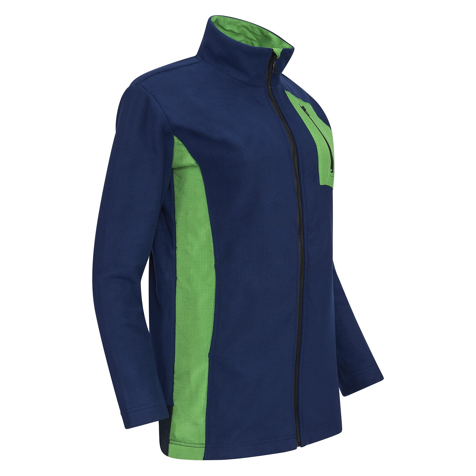 Veste polaire ESD à longue fermeture éclair, femme, bleu marine/vert, taille M - Safeguard FCF-FL1-NB/LEM