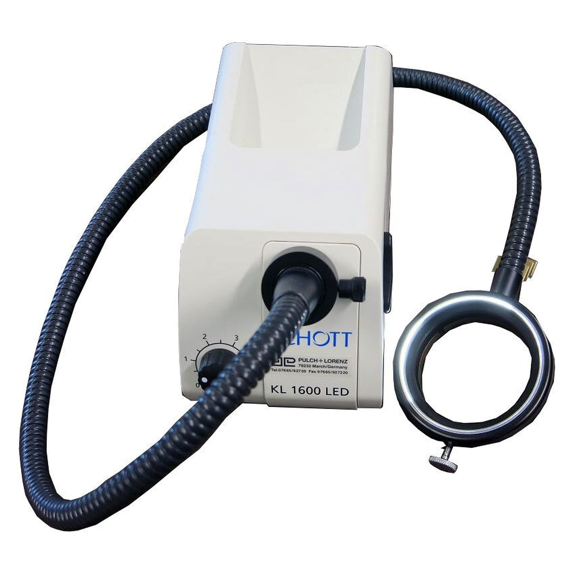 Source de lumière froide LED KL1600 avec anneau lumineux à fente 66 mm, 680 lm, variable - Pulch & Lorenz PL55532